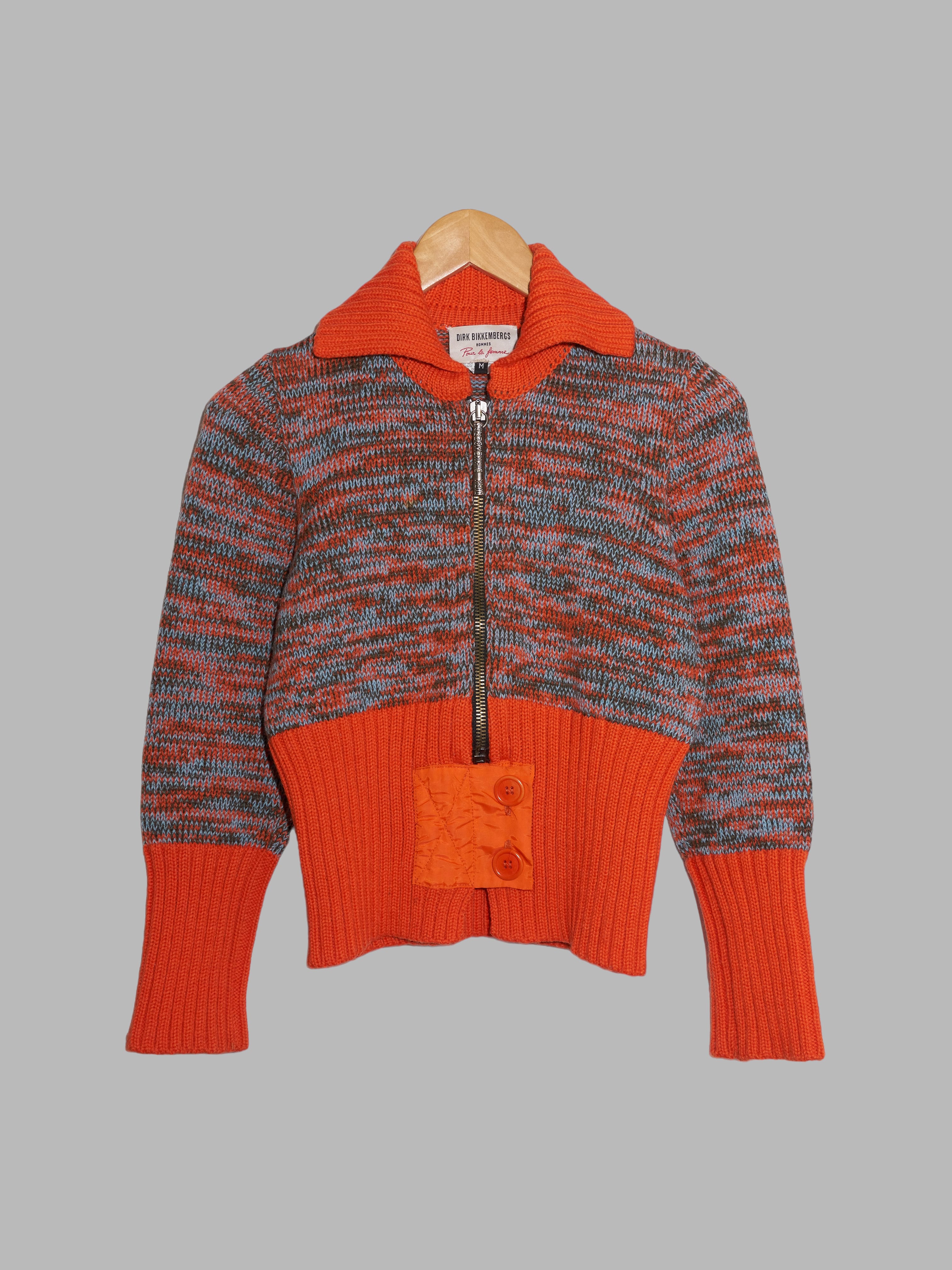Dirk Bikkembergs winter 1996 orange wool marle zip cardigan