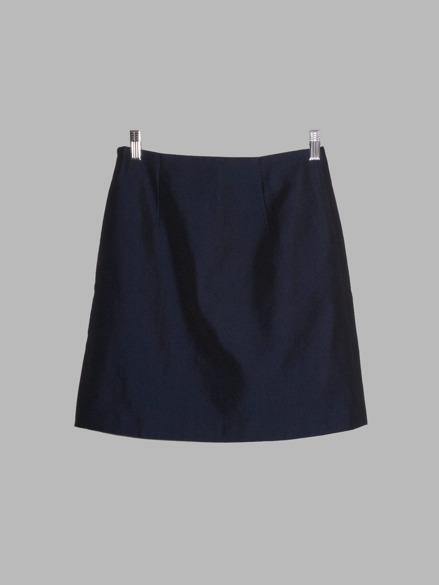 Dirk Bikkembergs 1990s - 2000s dark blue sheeny nylon miniskirt - size 40