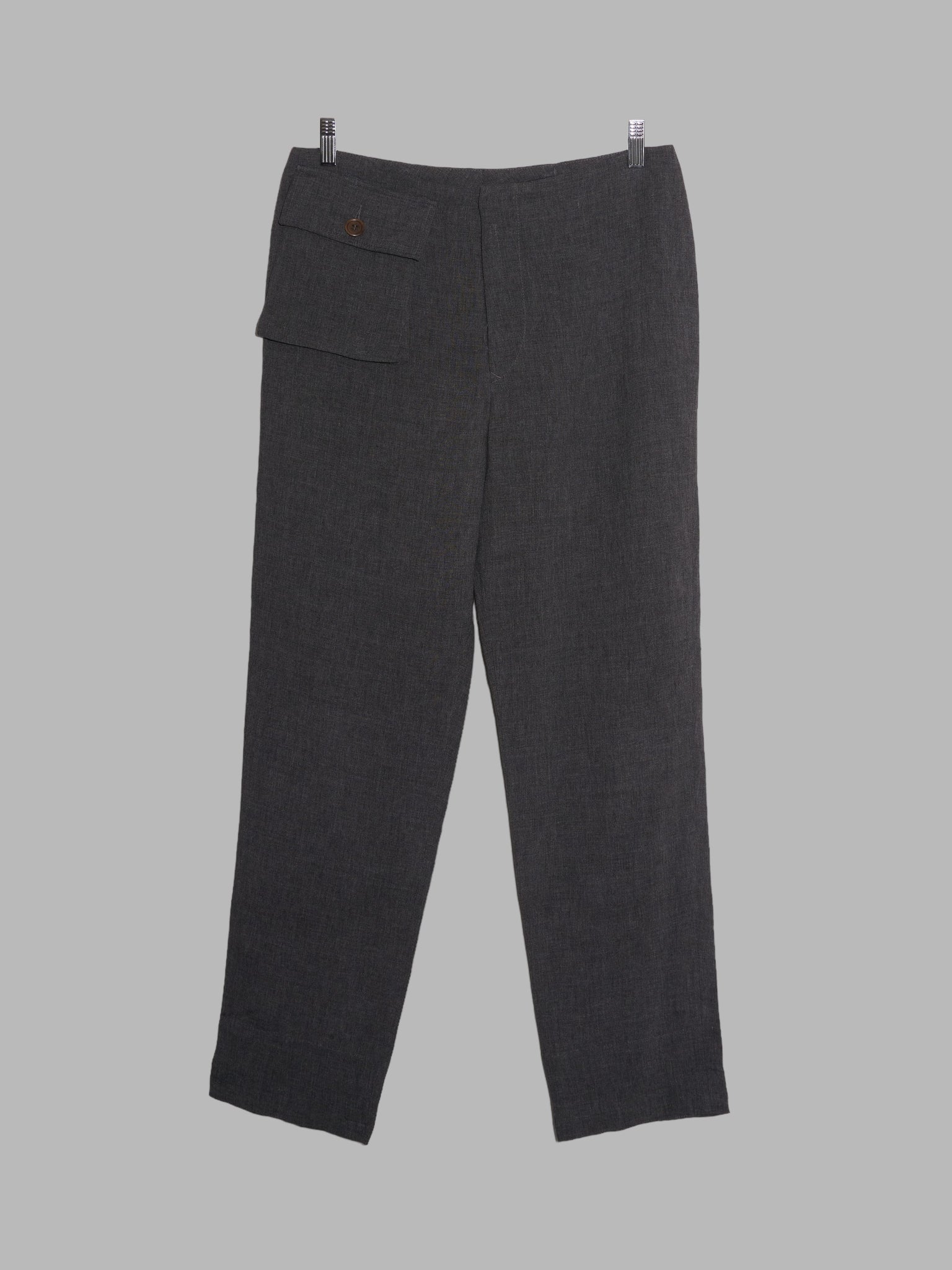 Dirk Bikkembergs Hommes 1990s grey linen detachable front pocket trousers