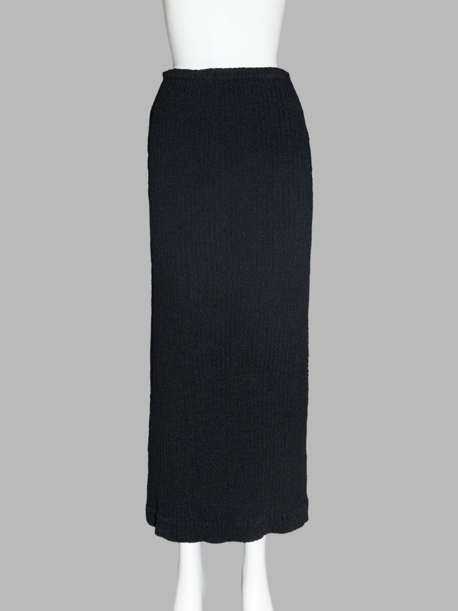 Yoshiki Hishinuma Peplum black wrinkled polyester maxi skirt - size 2 M S