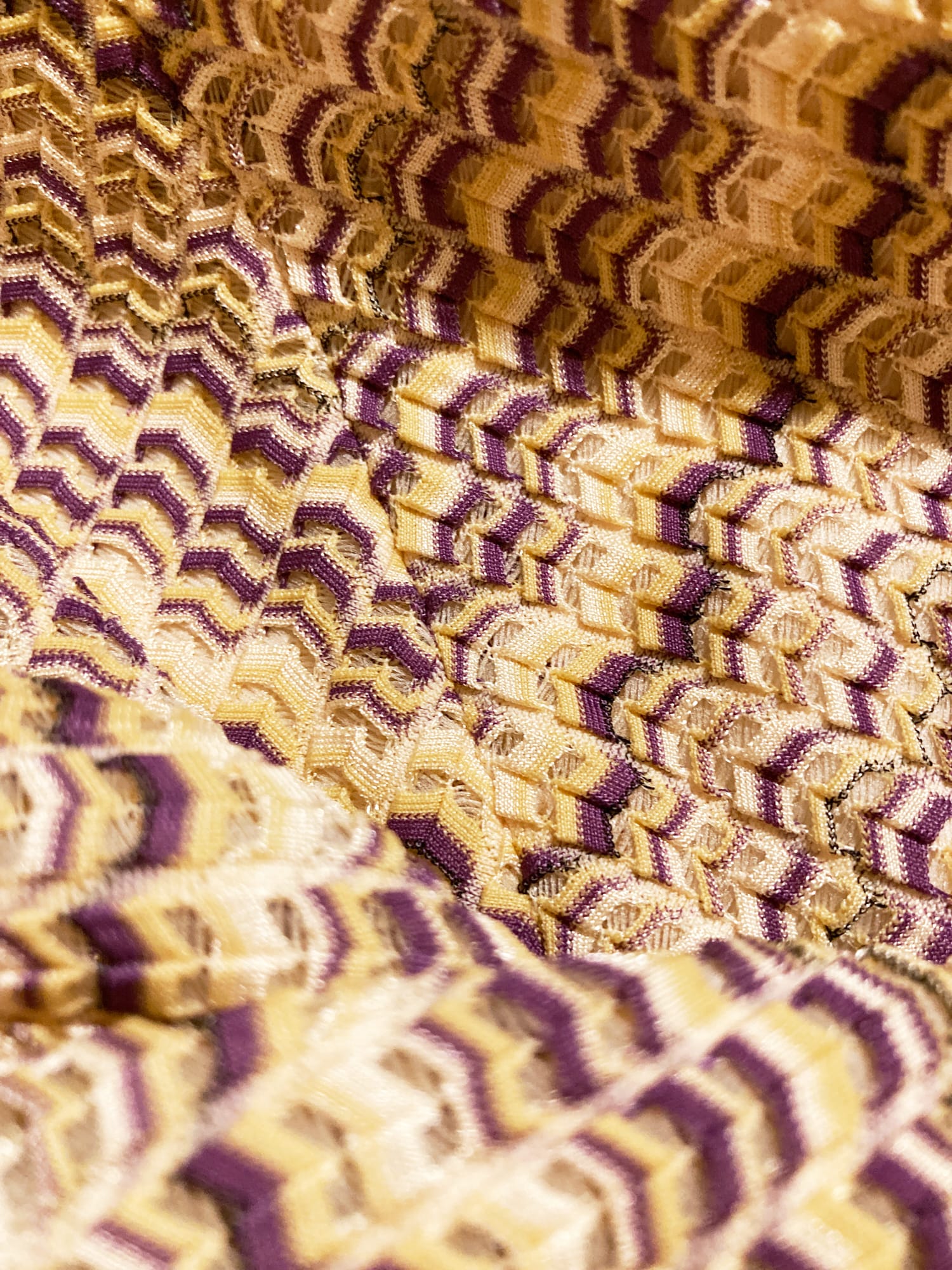 A/T Atsuro Tayama gold and purple herringbone pattern knee length skirt