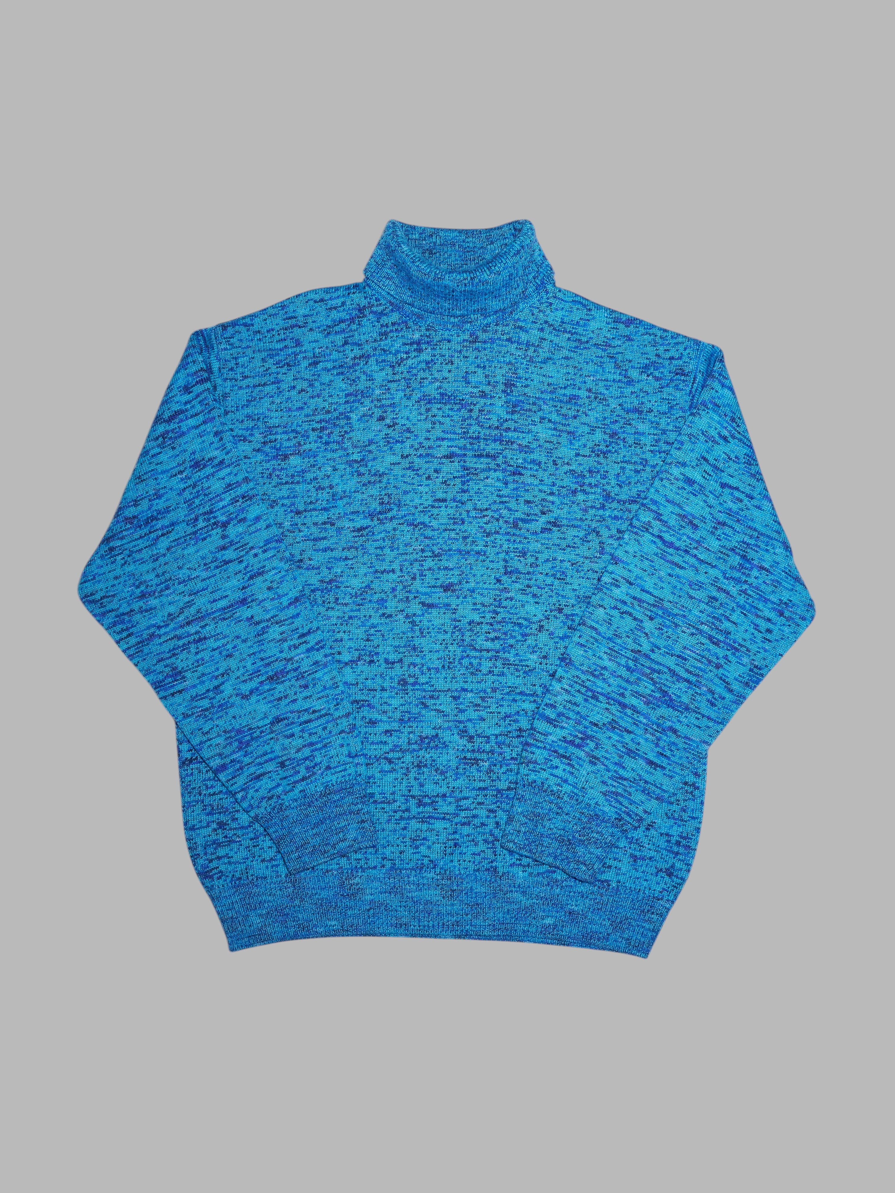 Gianni Versace 1990s knitted blue wool marle turtleneck jumper