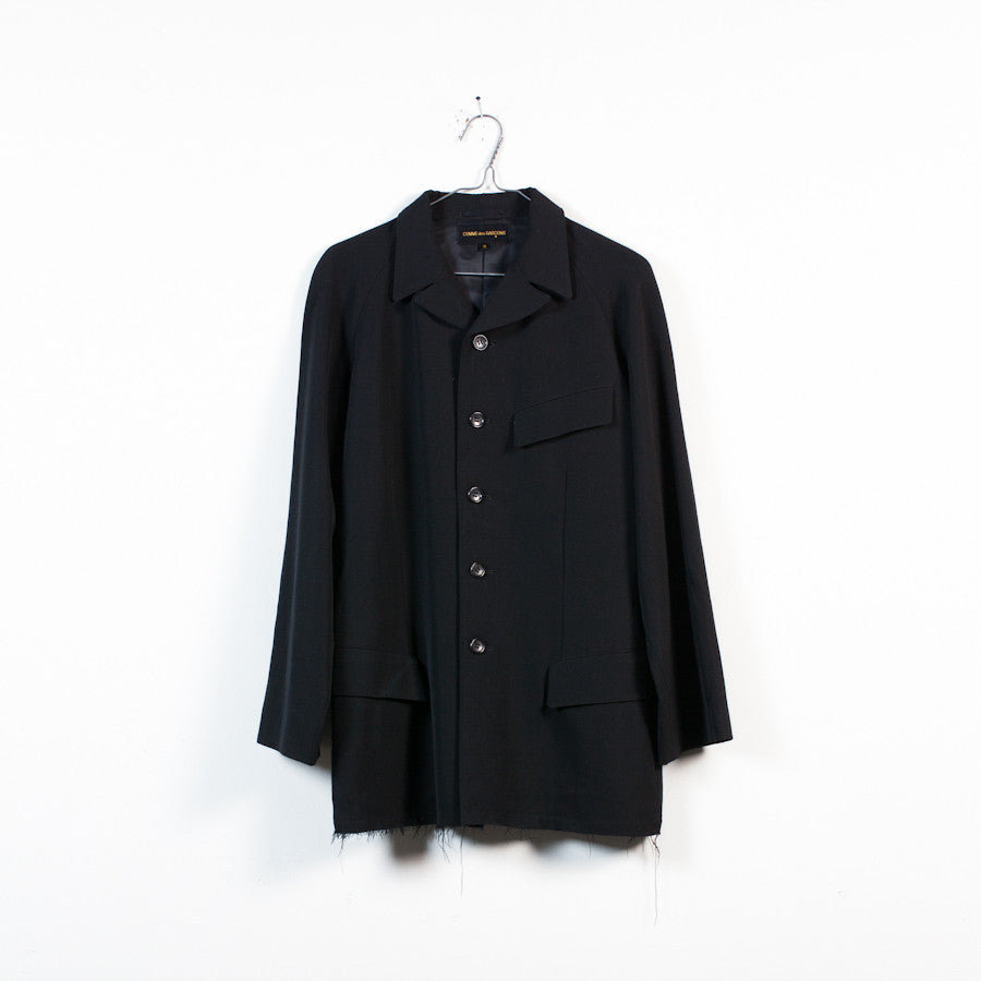 Comme des Garcons 1994 black wool raw hem raglan blazer – Filter store