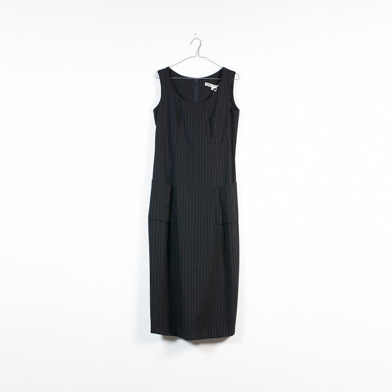Comme des Garcons 1992 black wool pinstripe shift dress – Filter store
