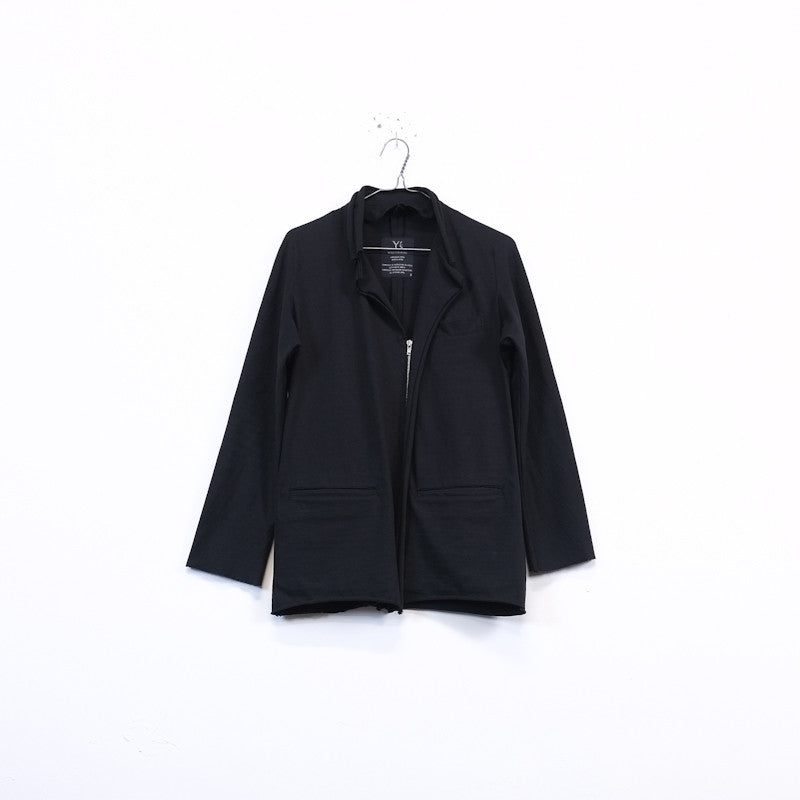 Y's Yohji Yamamoto raw edge cotton jersey zip jacket