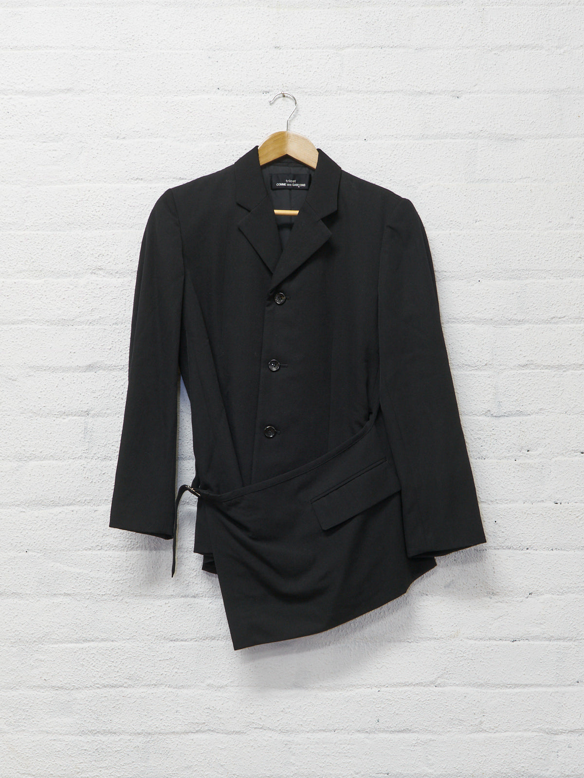 Tricot Comme des Garcons 1998 black wool layered pocket flap blazer -  womens M S