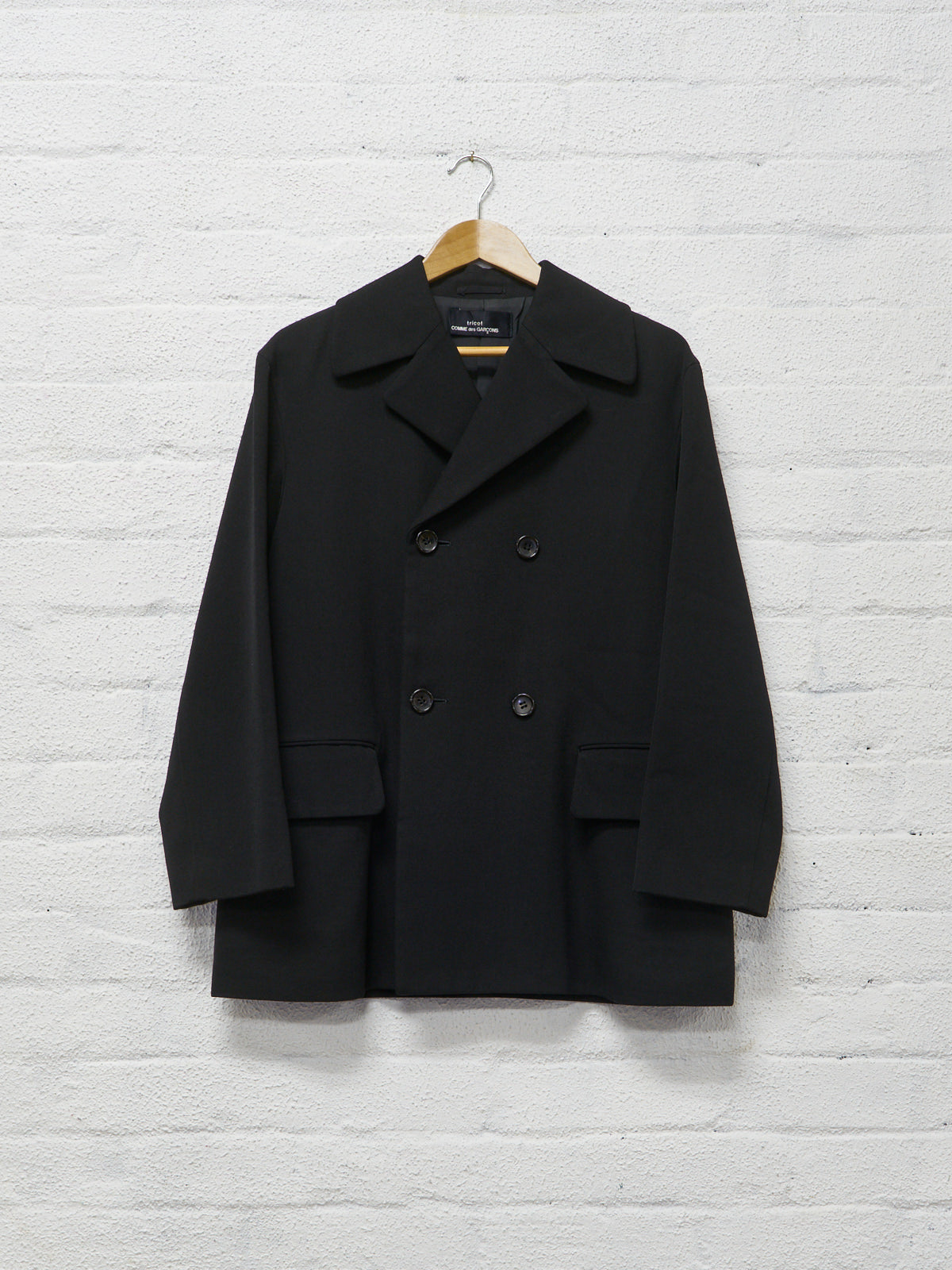 Tricot comme des garcons 1990s black wool gabardine boxy double