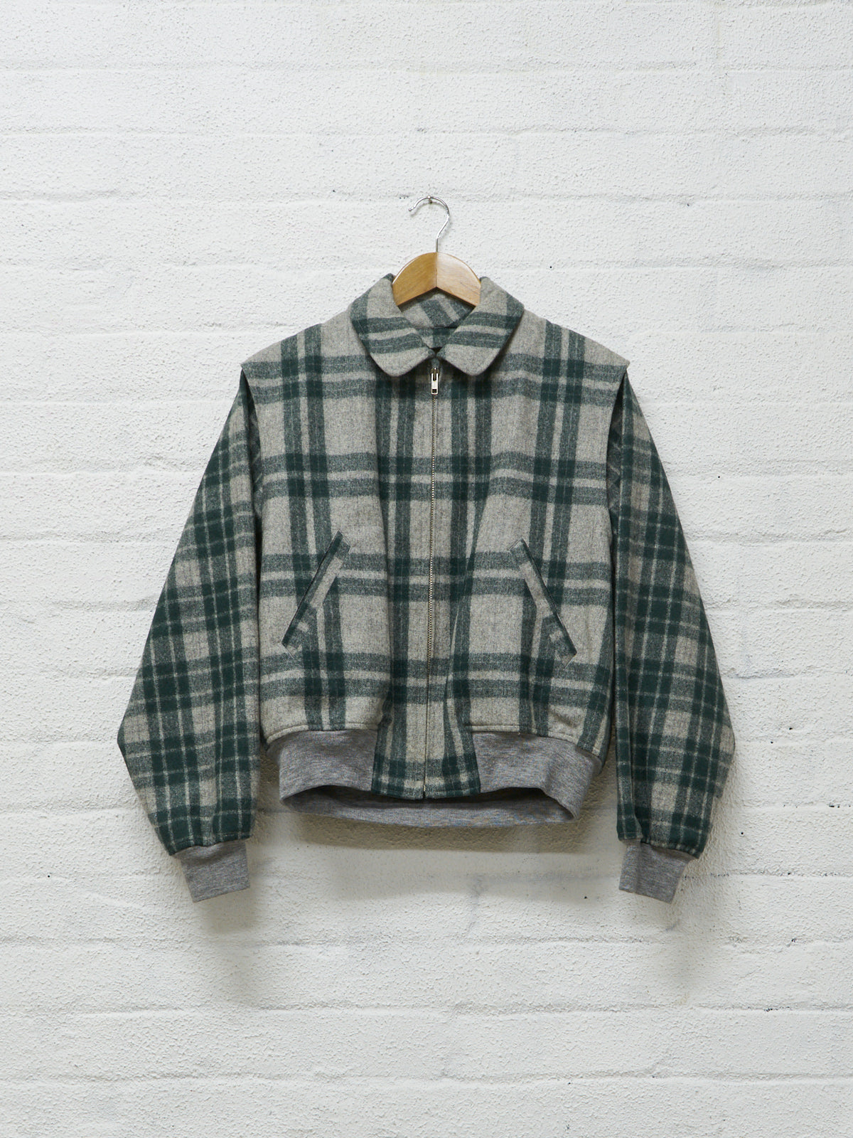 Comme des garcons 1989 green plaid detachable liner bomber jacket