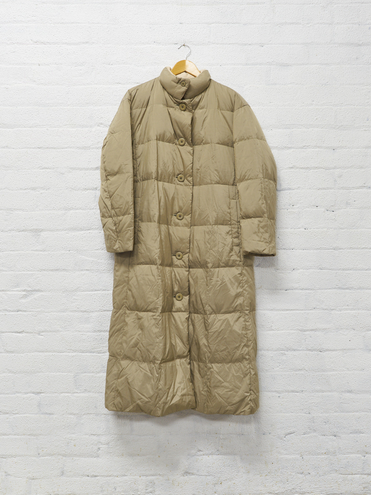 Issey Miyake beige high neck down puffer coat size M