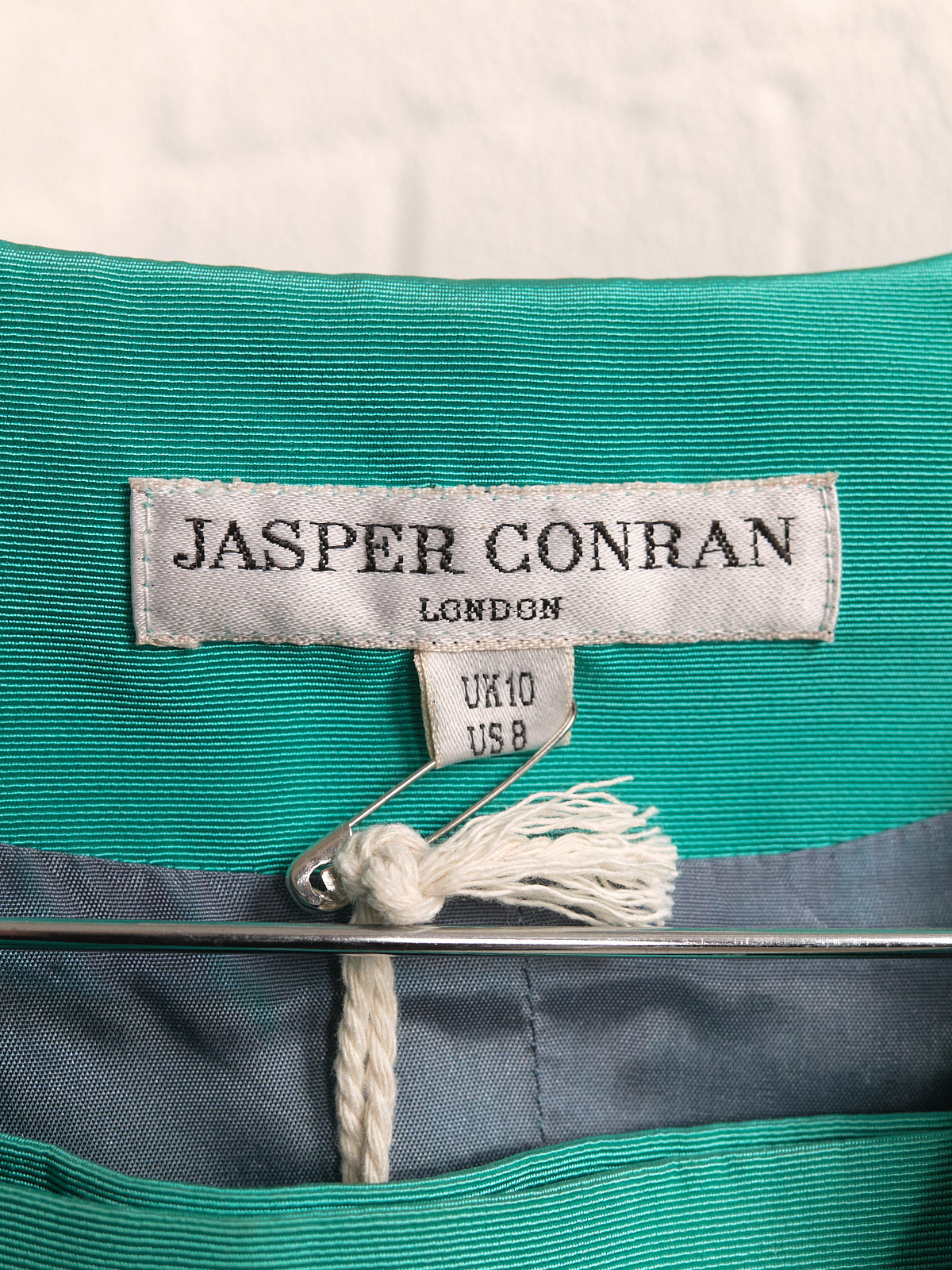 Jasper Conran 1980s teal grosgrain skirt suit - womens 8 6