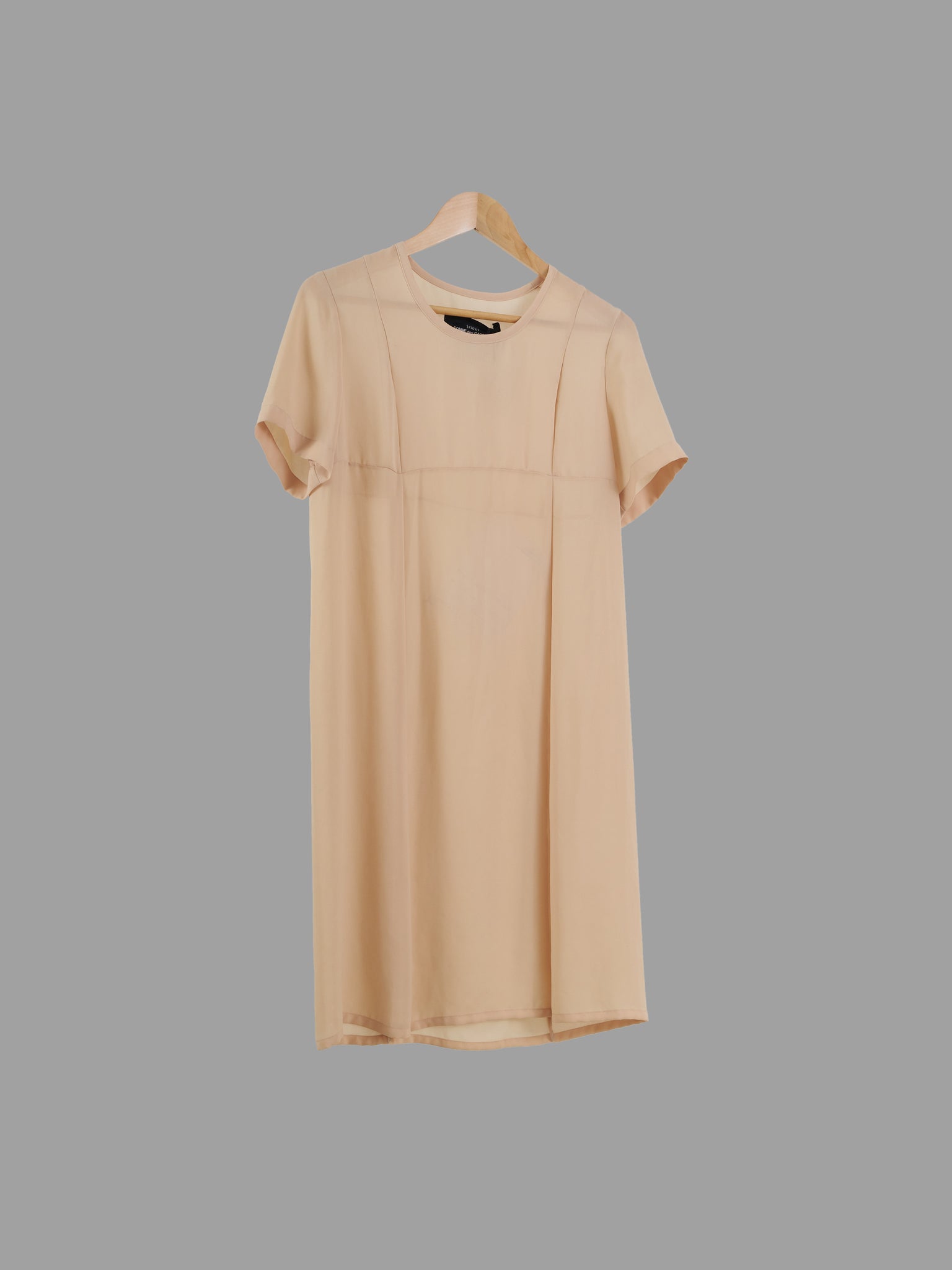 Tricot Comme des Garcons 1994 beige sheer polyester short sleeve dress