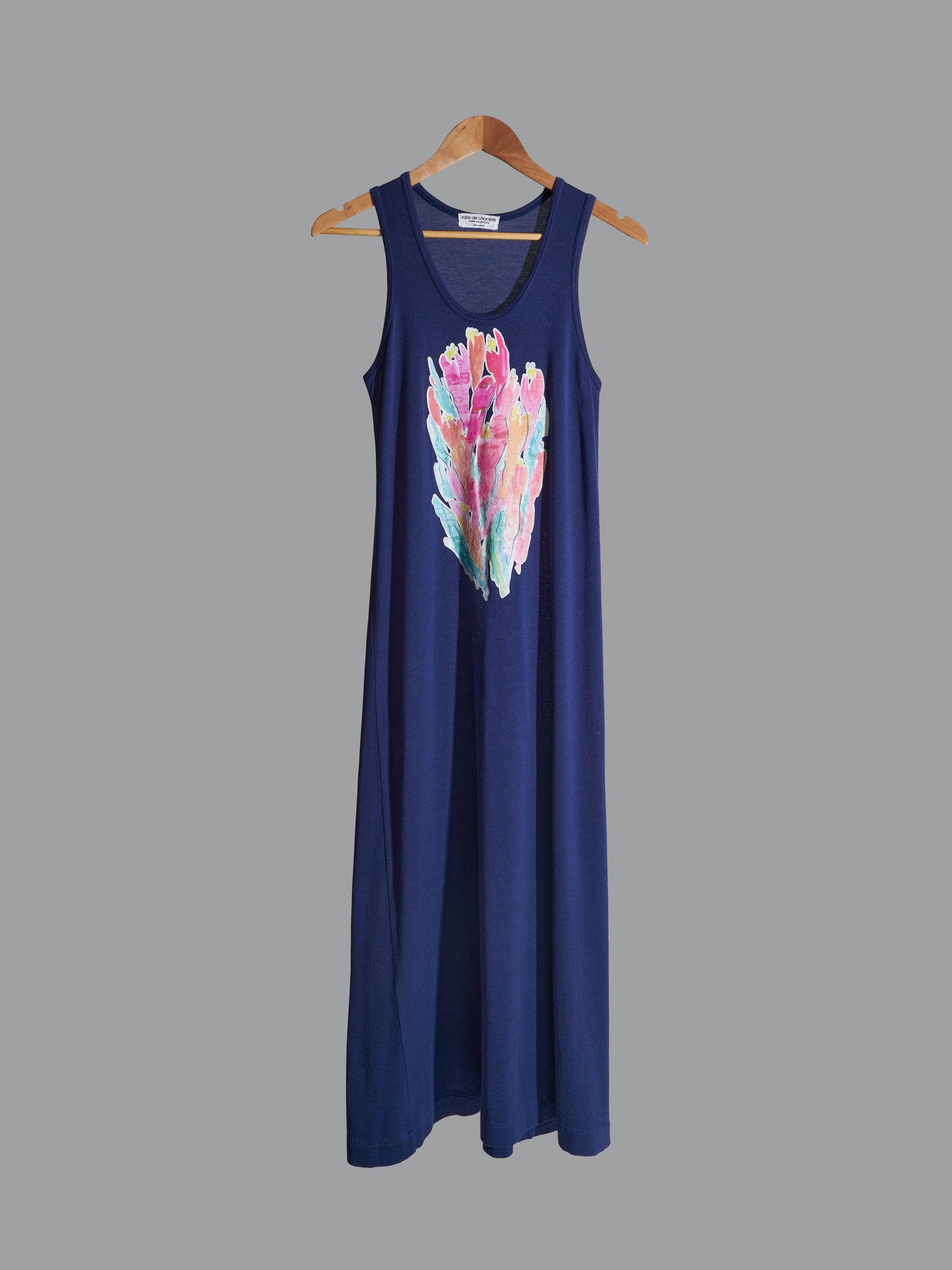 Comme des Garcons SS1996 blue cotton flower print sleeveless dress - S