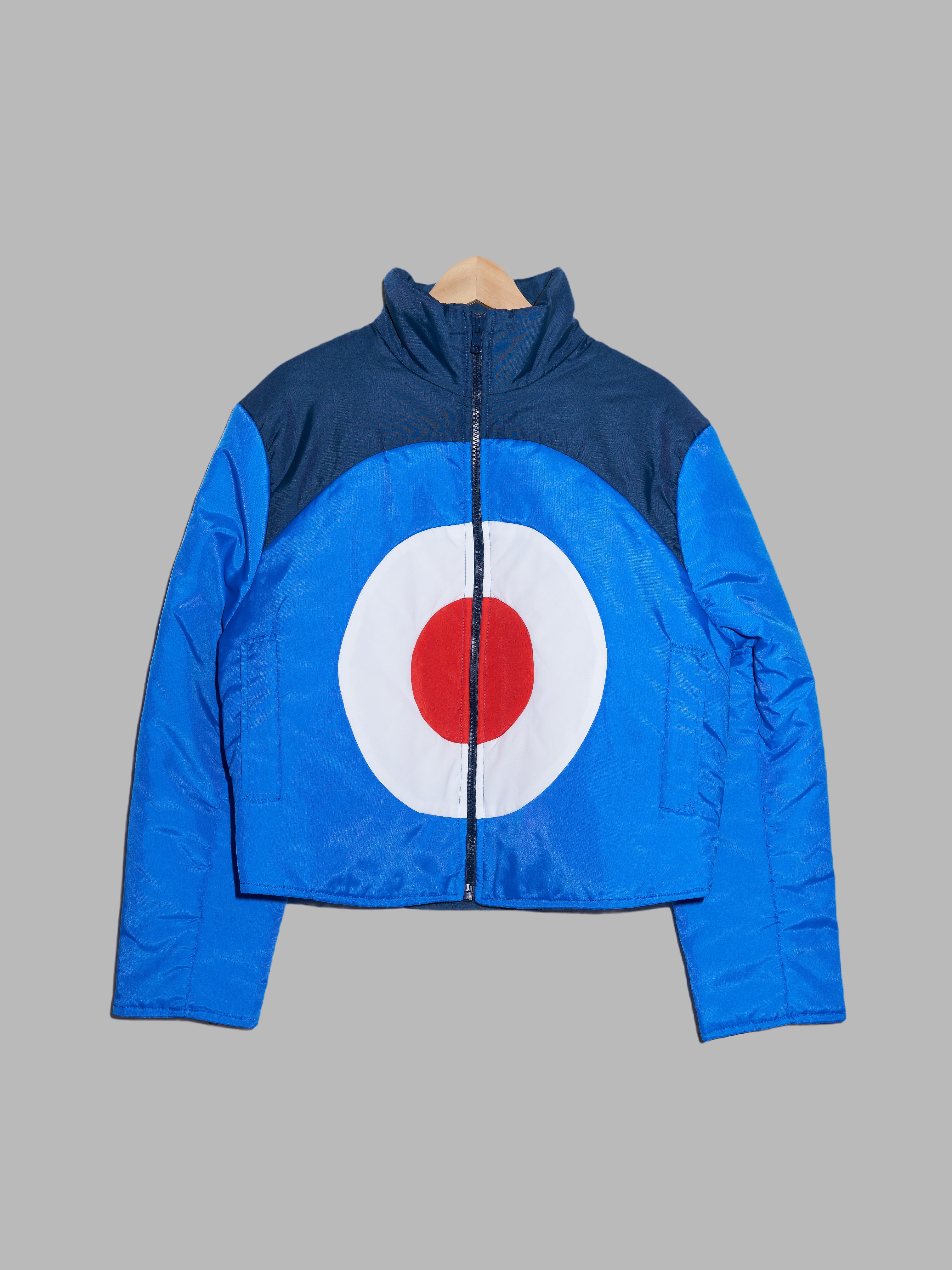 Dexter Wong 1990s blue nylon high neck bomber jacket with target