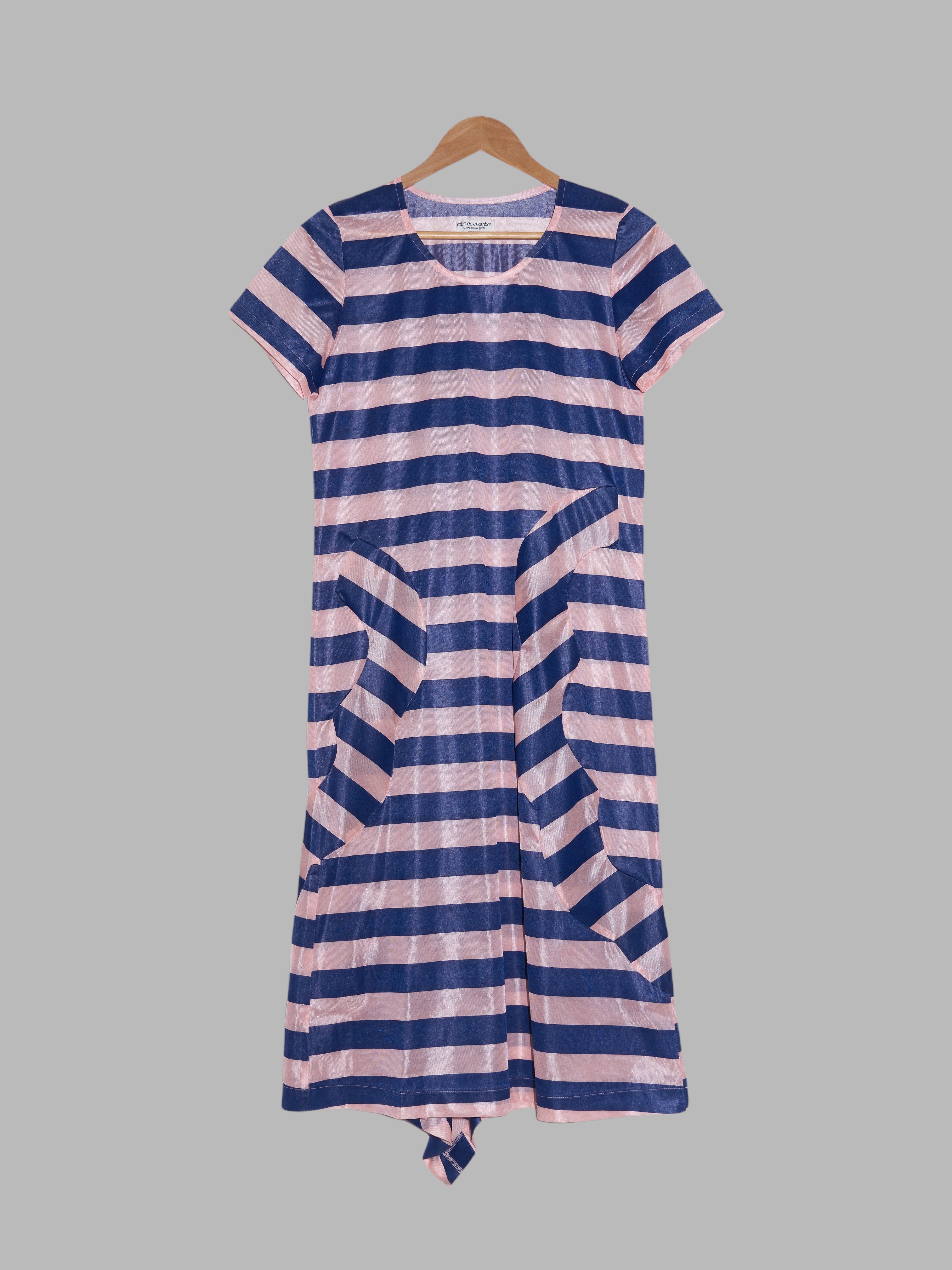 Comme des Garcons 1996 pink blue stripe deformed short sleeve dress –  Filter store