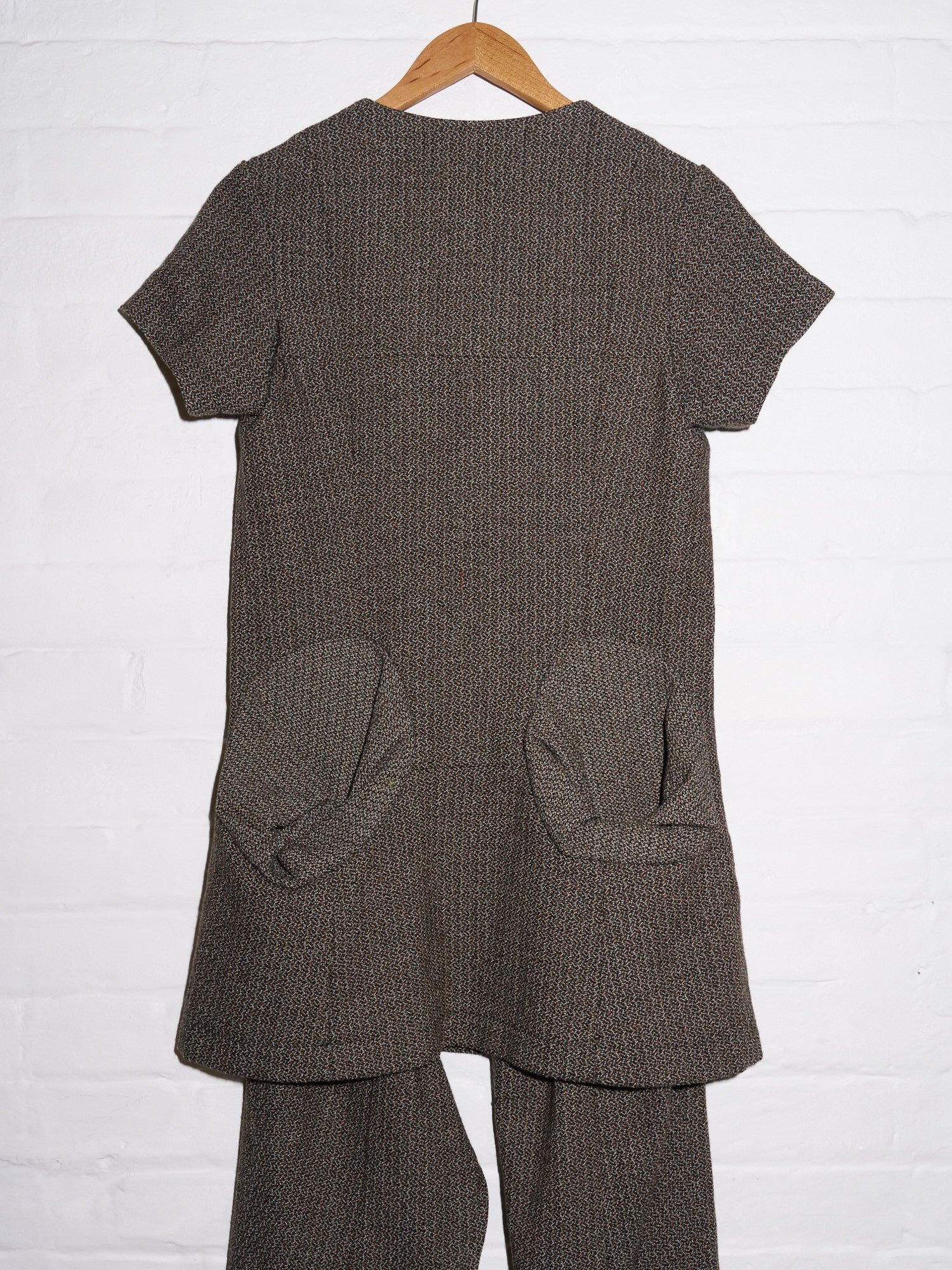 Junya Watanabe Comme des Garcons AW1996 brown speckled wool fake layered jumpsuit