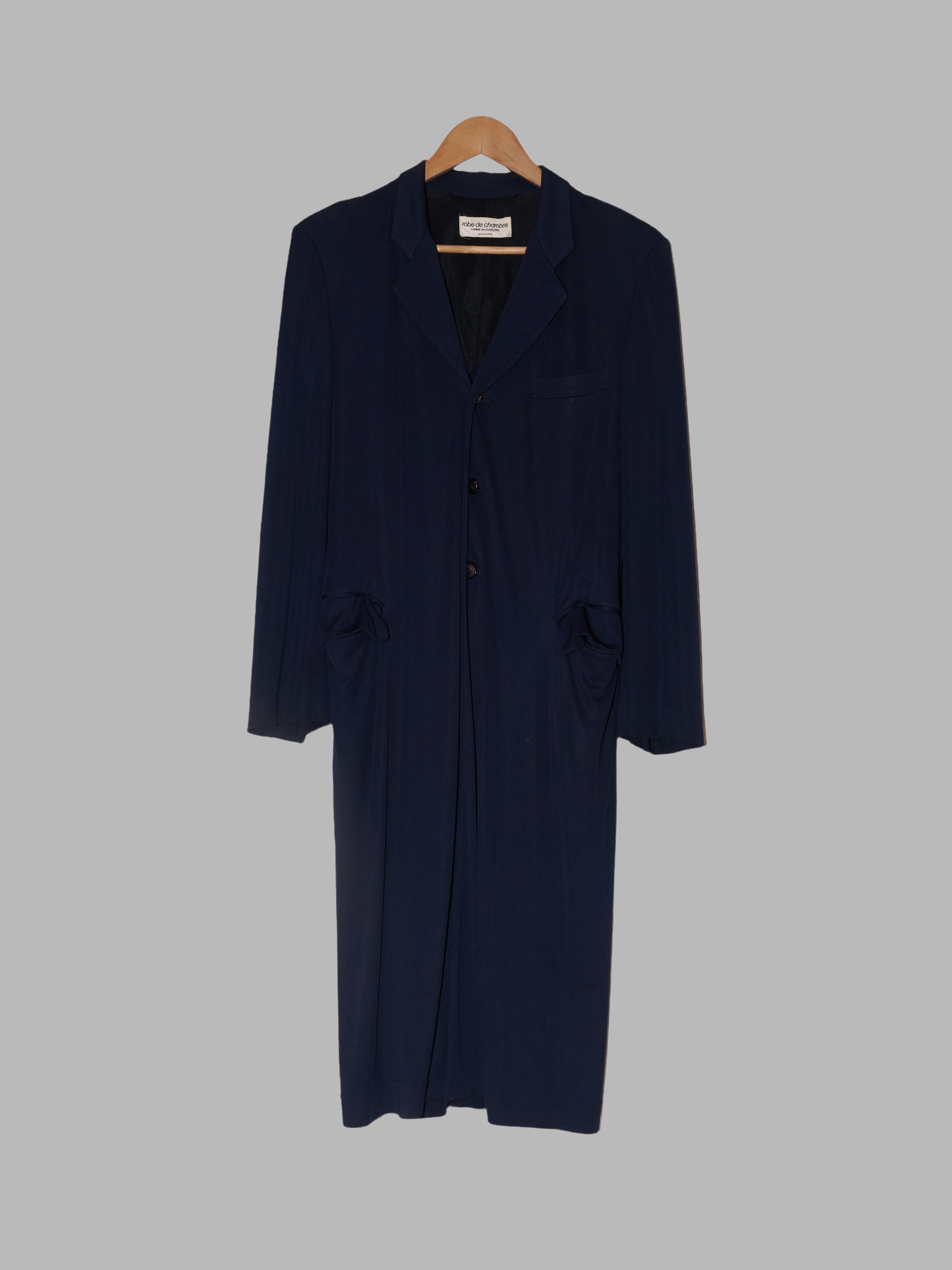 robe de chambre comme des garçons knit Robe de Chambre Comme des Garcons 1992 navy three button knit coat