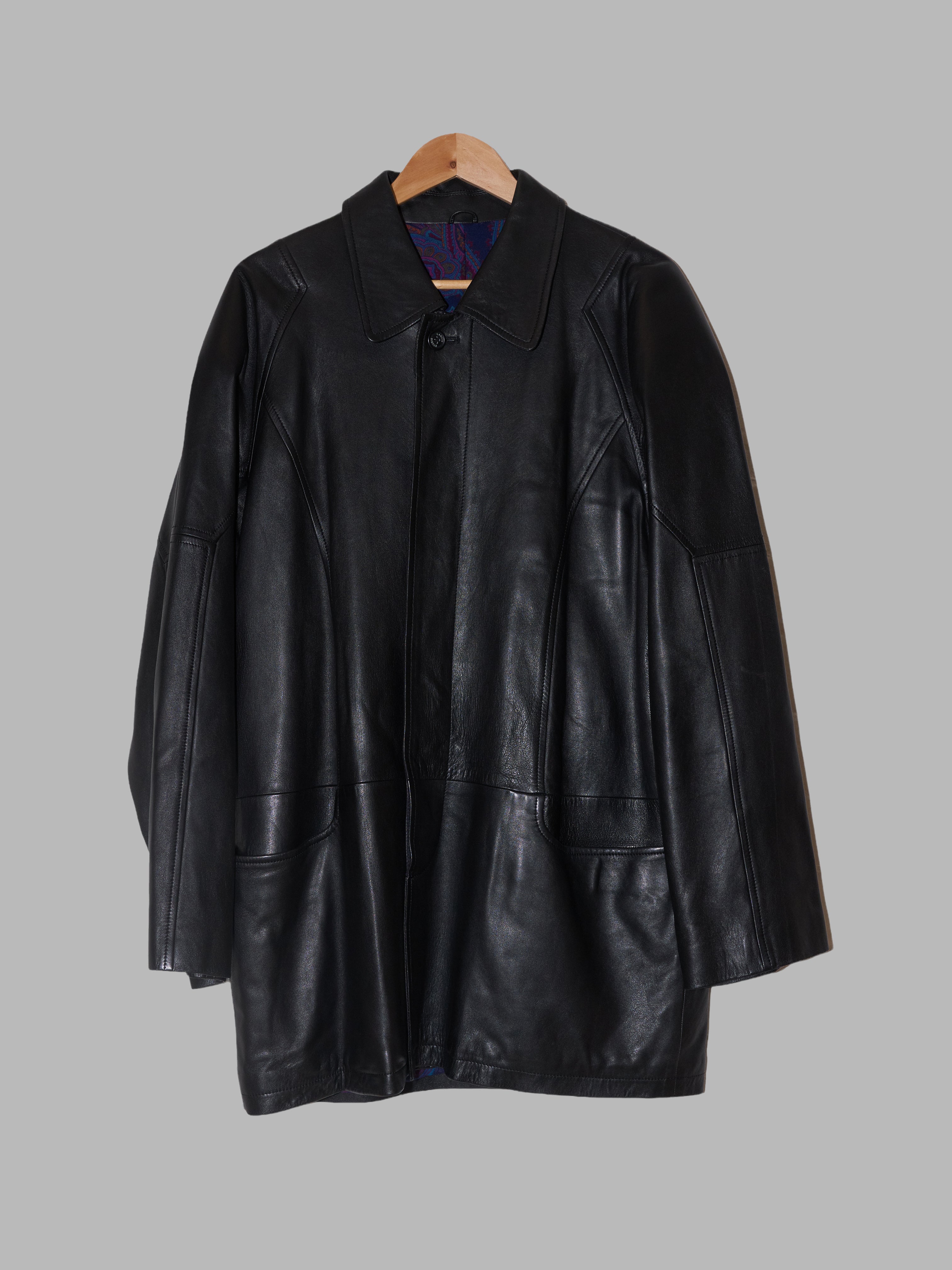 Lanvin Studio 1980s padded black paneled leather jacket