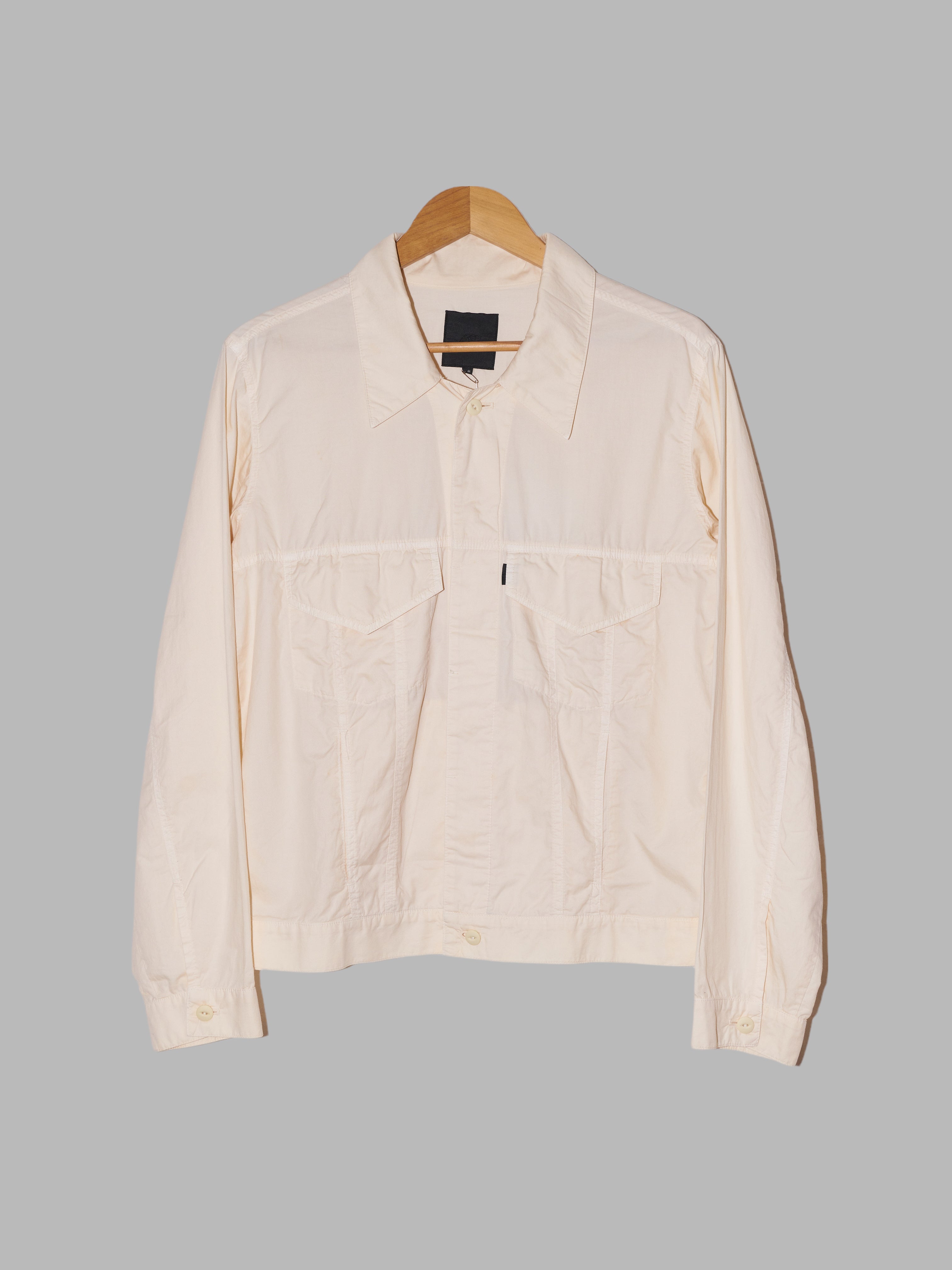 Lad Musician 1990s cream cotton poplin trucker jacket