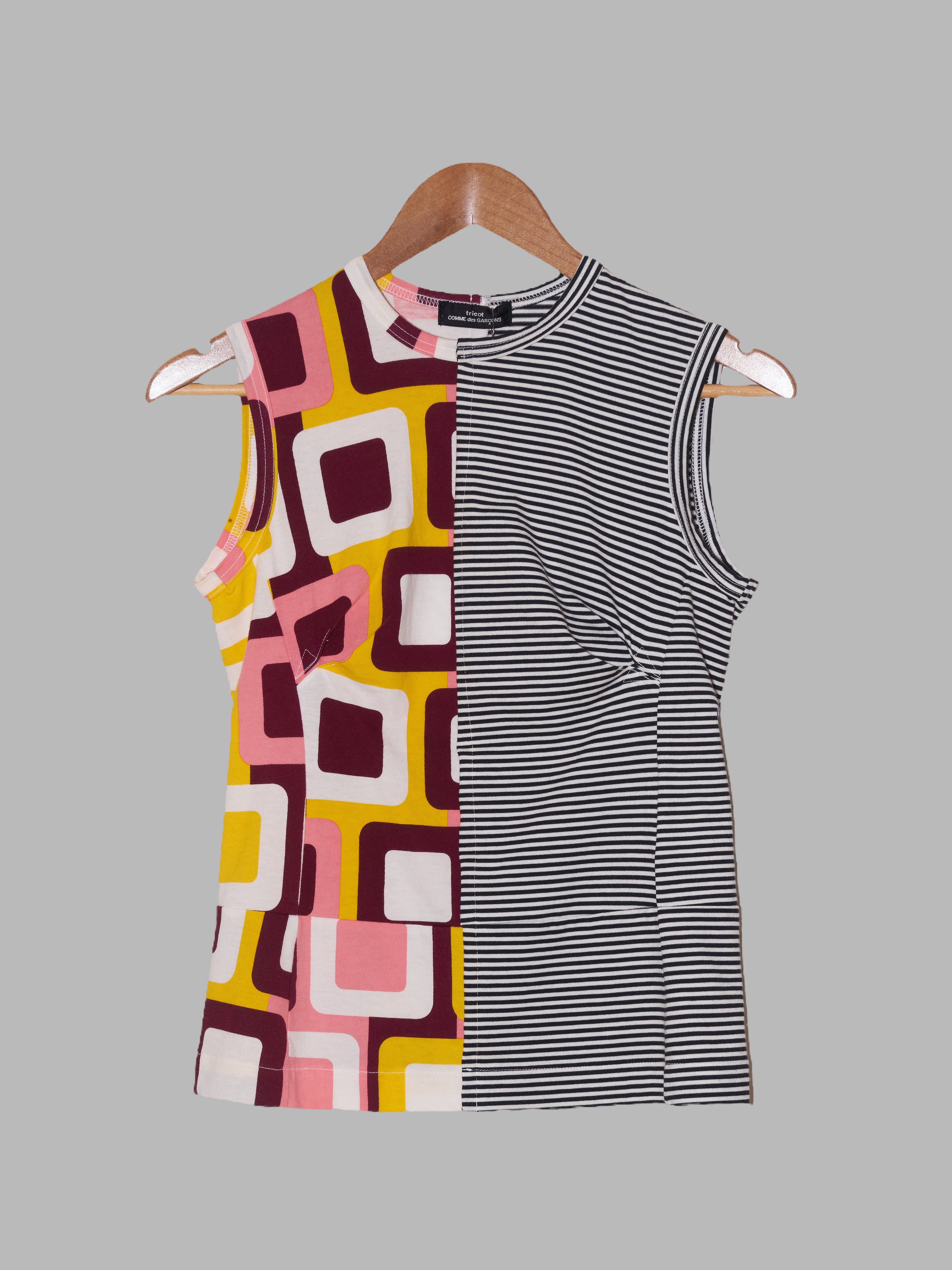 Tricot Comme des Garcons SS2004 patterned patchwork sleeveless top