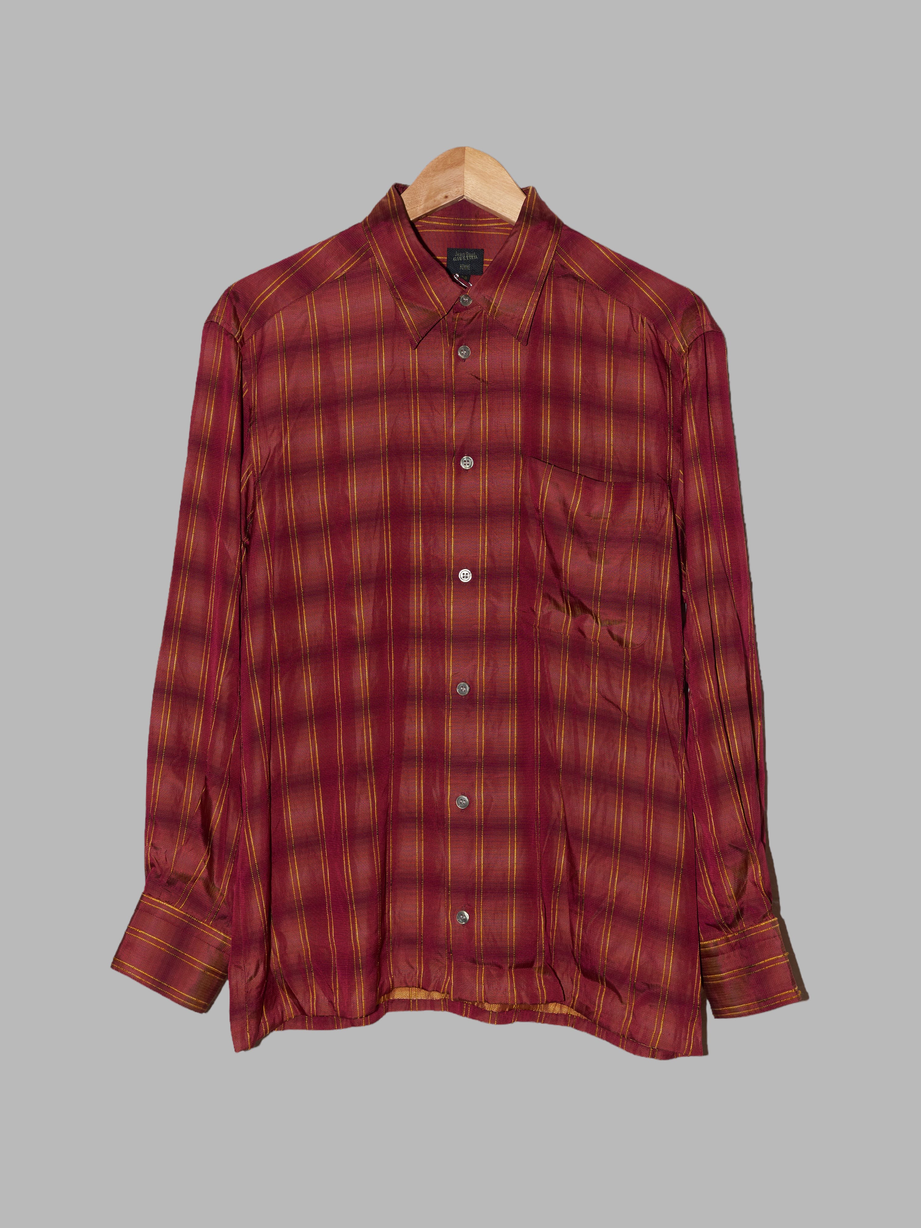Jean Paul Gaultier Homme 1990s sheeny red orange stripe creased