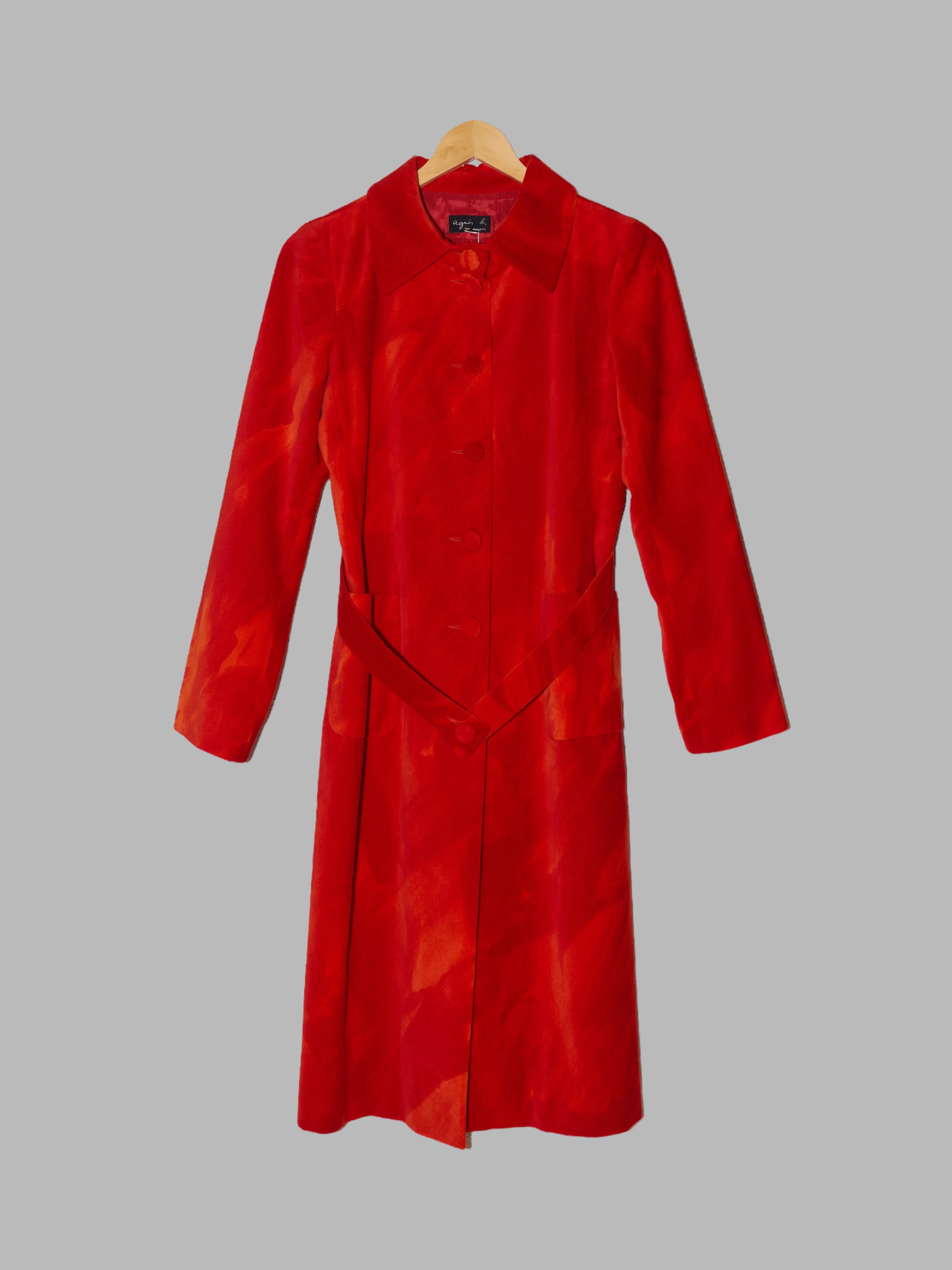 90s～00s agnes b. super long coat sullen Agnes B 1990s red and orange velvet coat – Filter store