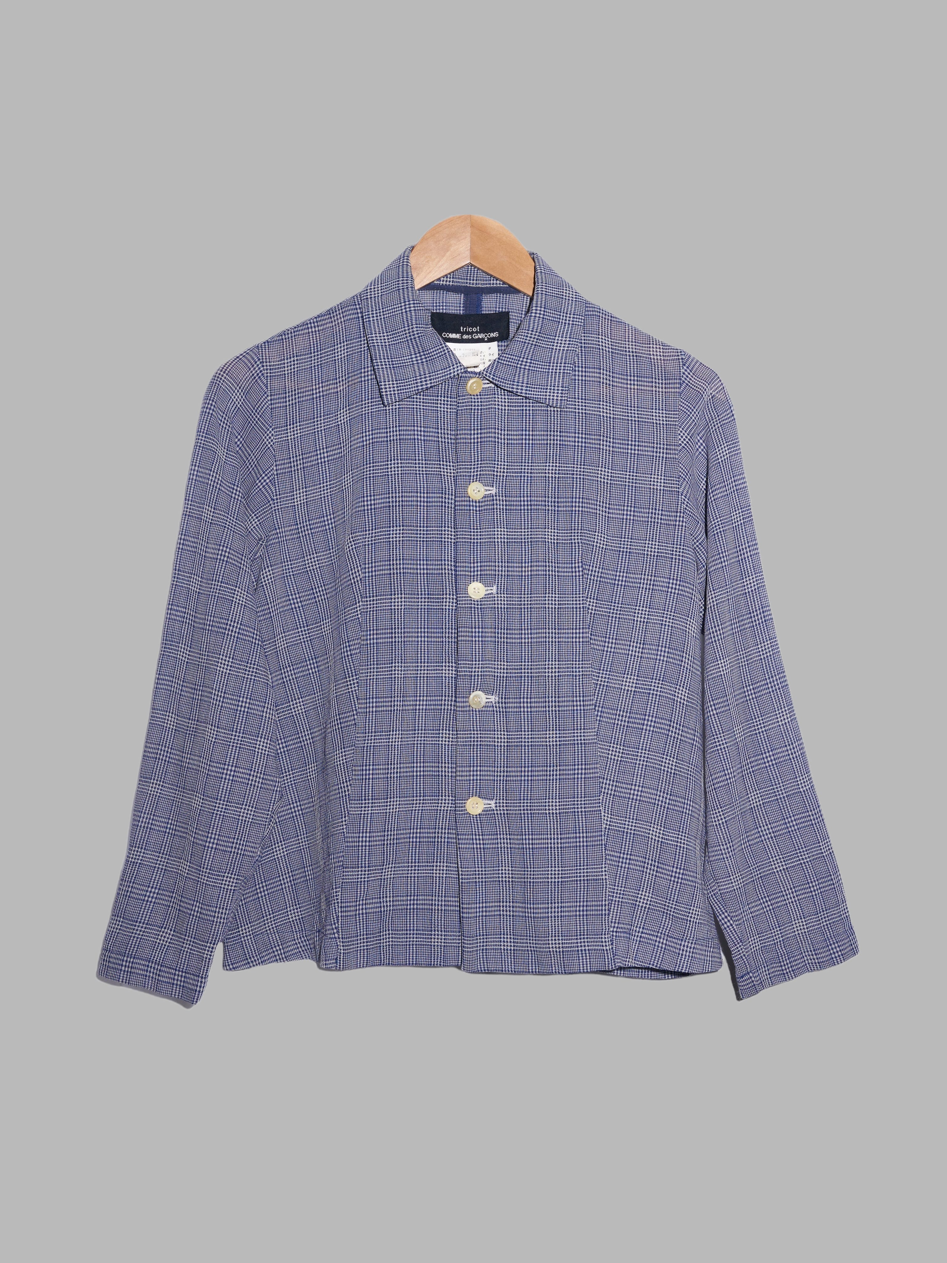 Tricot Comme des Garcons 1995 blue white check wool shirt jacket