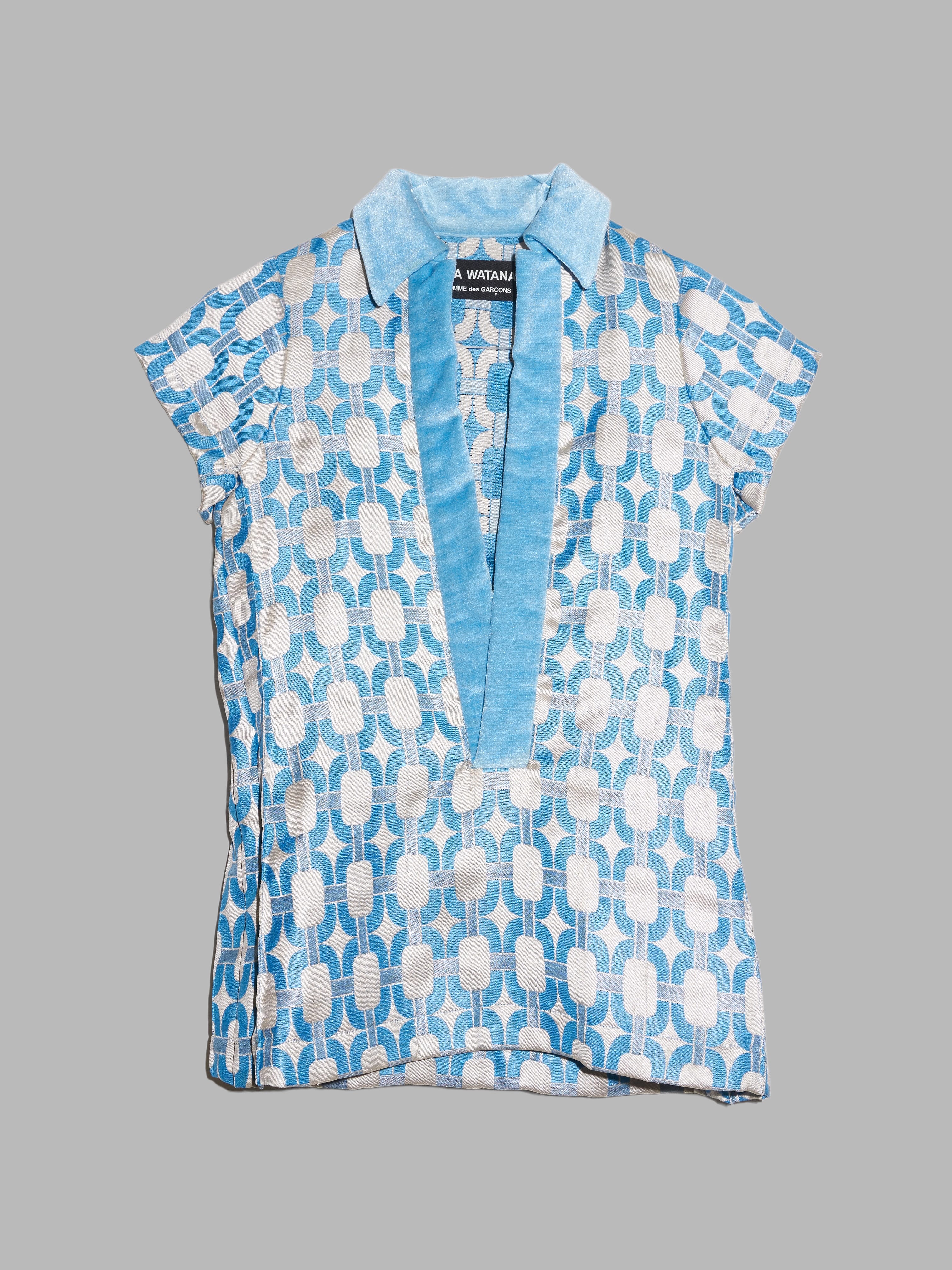 Junya Watanabe SS1996 patterned open neck pullover top with velour