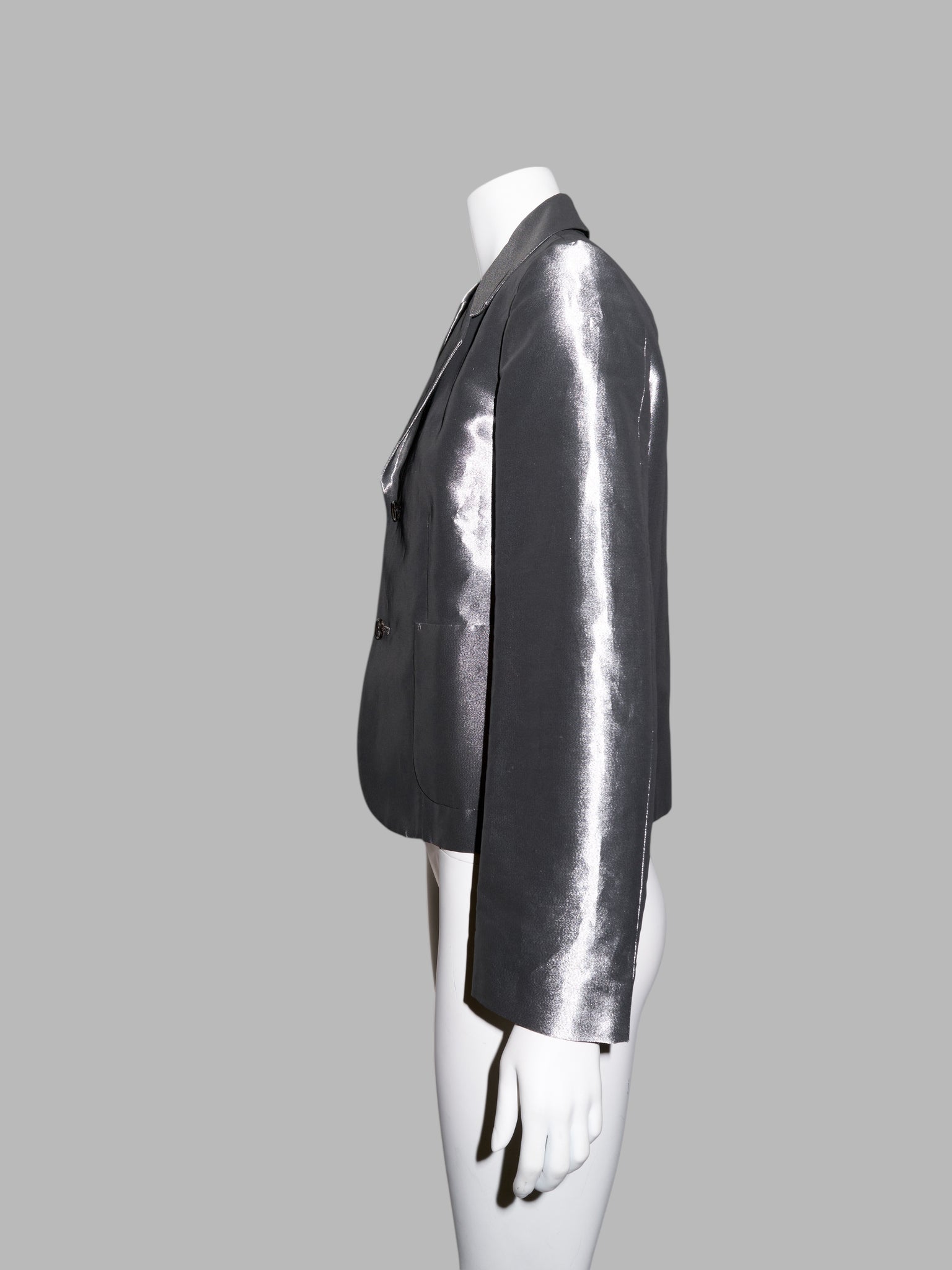 Tricot Comme des Garcons 1995 silver polyester 2 button blazer - womens M S