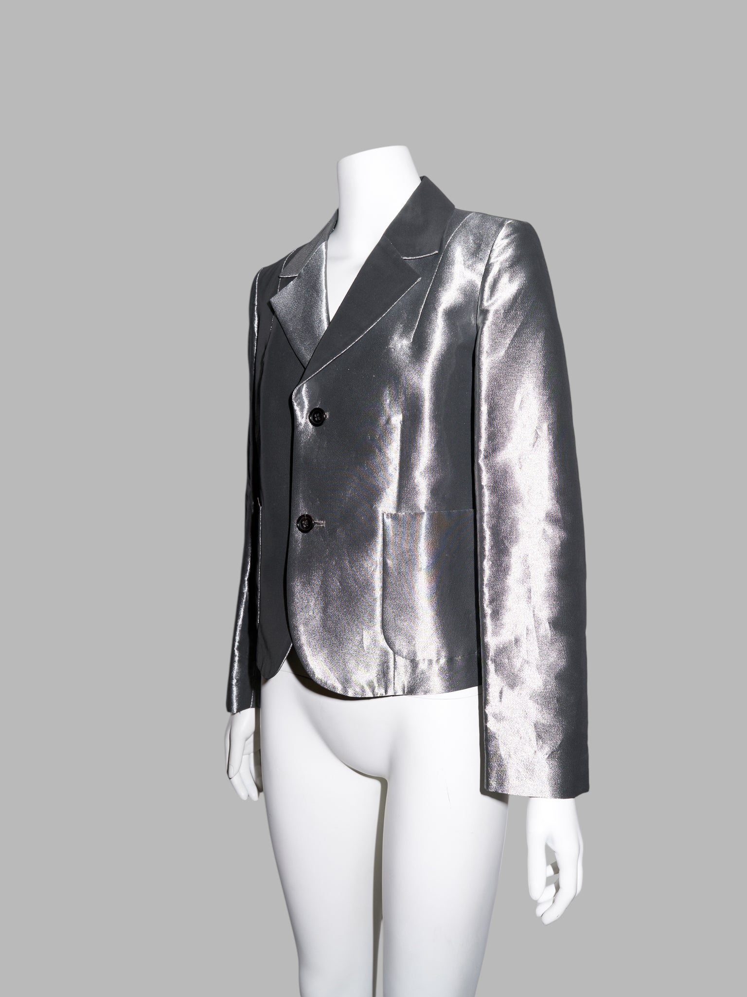 Tricot Comme des Garcons 1995 silver polyester 2 button blazer - womens M S