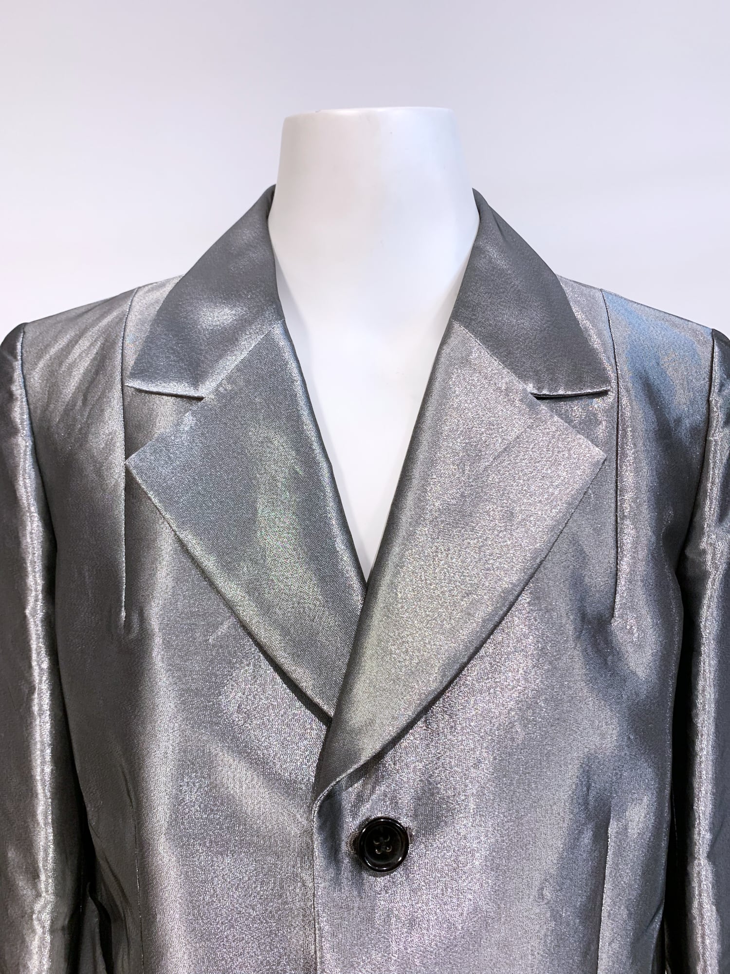 Tricot Comme des Garcons 1995 silver polyester 2 button blazer - womens M S