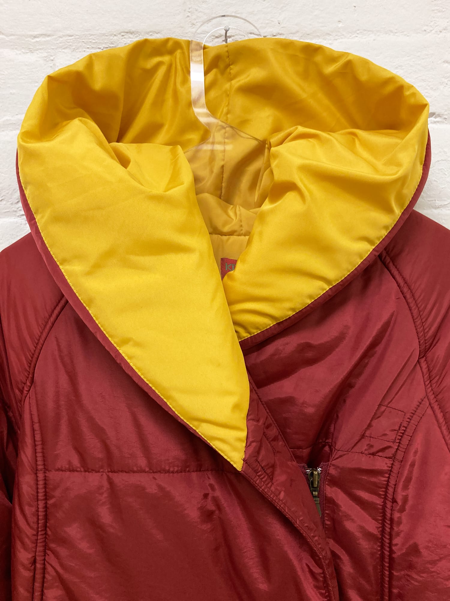 Kenzo Jungle red hooded puffer jacket with yellow lining - kids size 12