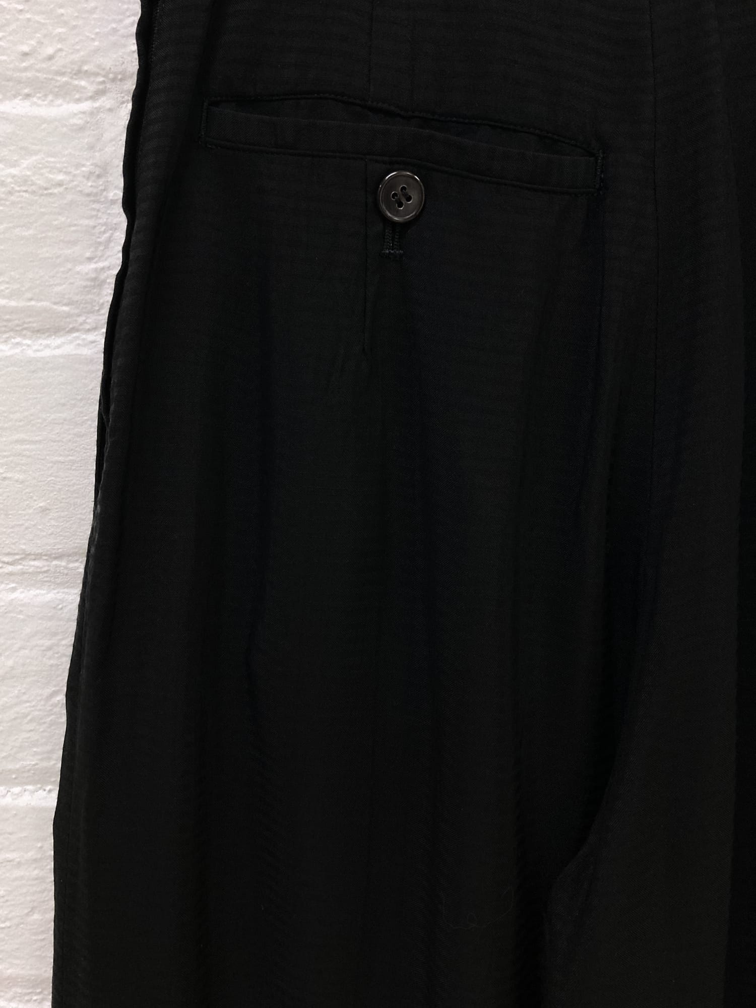 Tricot Comme des Garcons 1996 black cupra overlap front wide leg trousers - S XS
