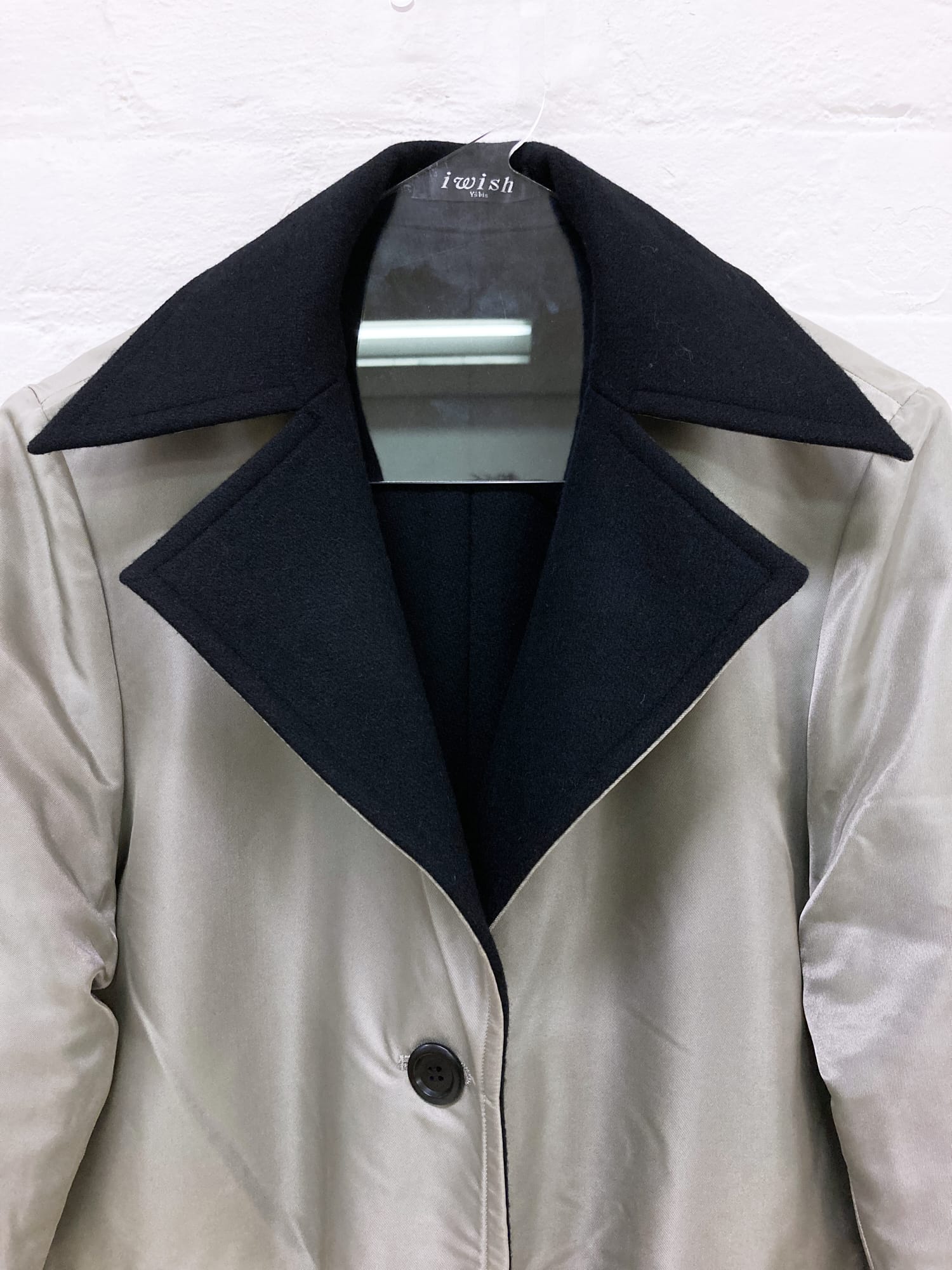 I Wish Y’s Bis Yohji Yamamoto 1990s reversible black silver melton wool coat