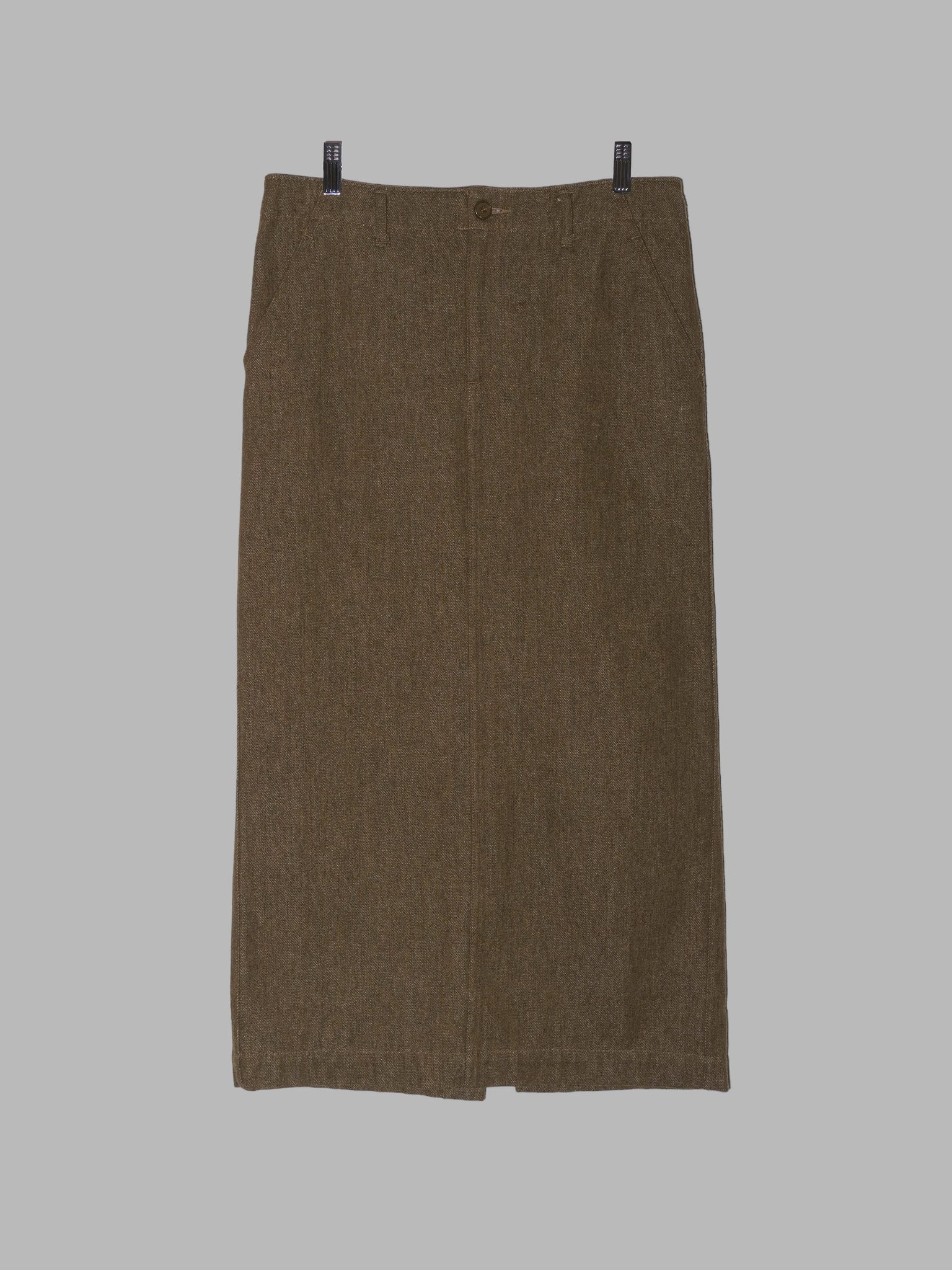 Tricot Comme des Garcons winter 1999 khaki brown wool denim maxi skirt - M