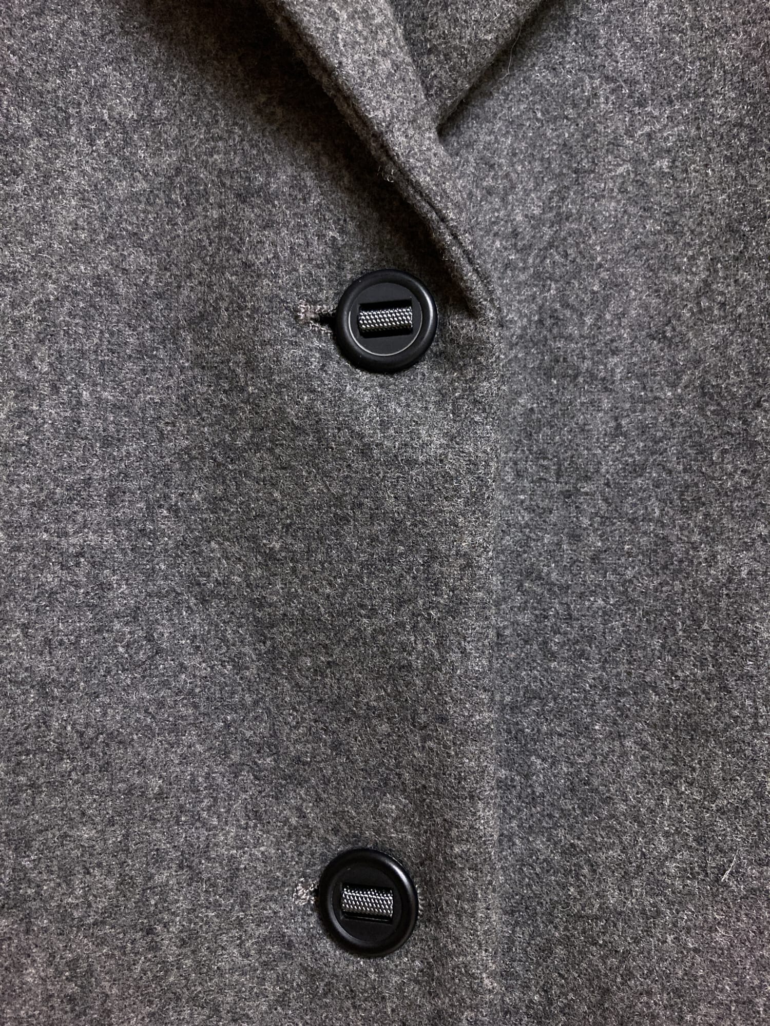 Miu Miu 1990s dark grey melton wool interior card pocket three button blazer 44