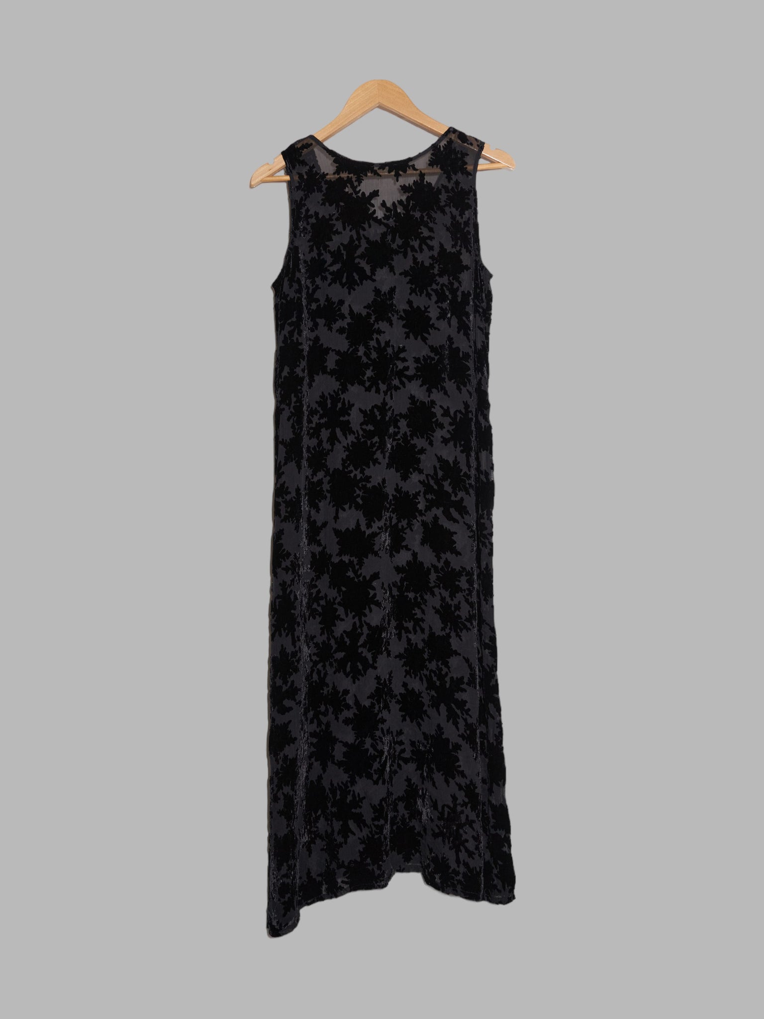 Nicole Club 1980s sheer black burnout devore velvet maxi dress