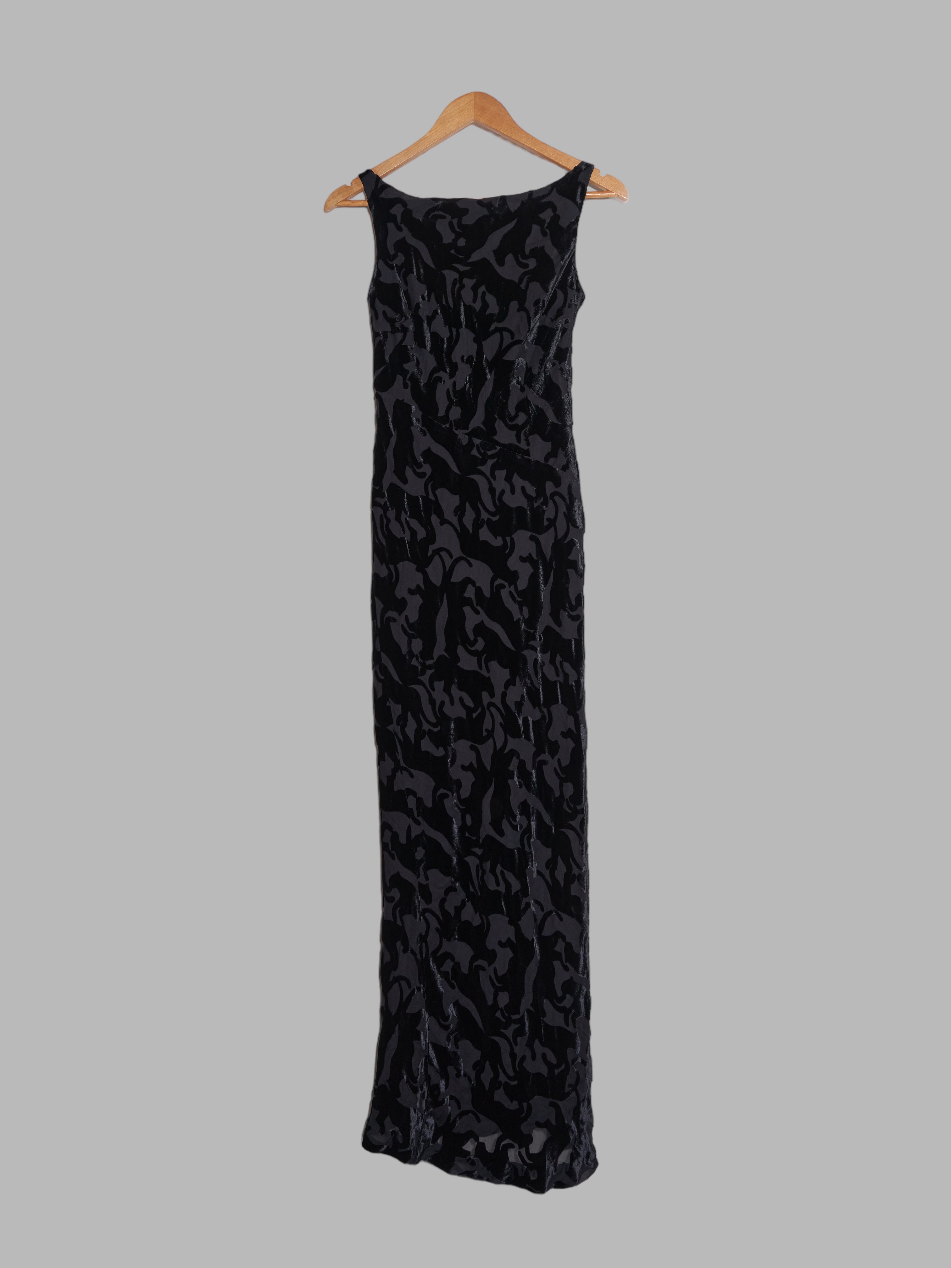 Corinne Cobson black devore velvet sleeveless scoop neck maxi dress –  Filter store