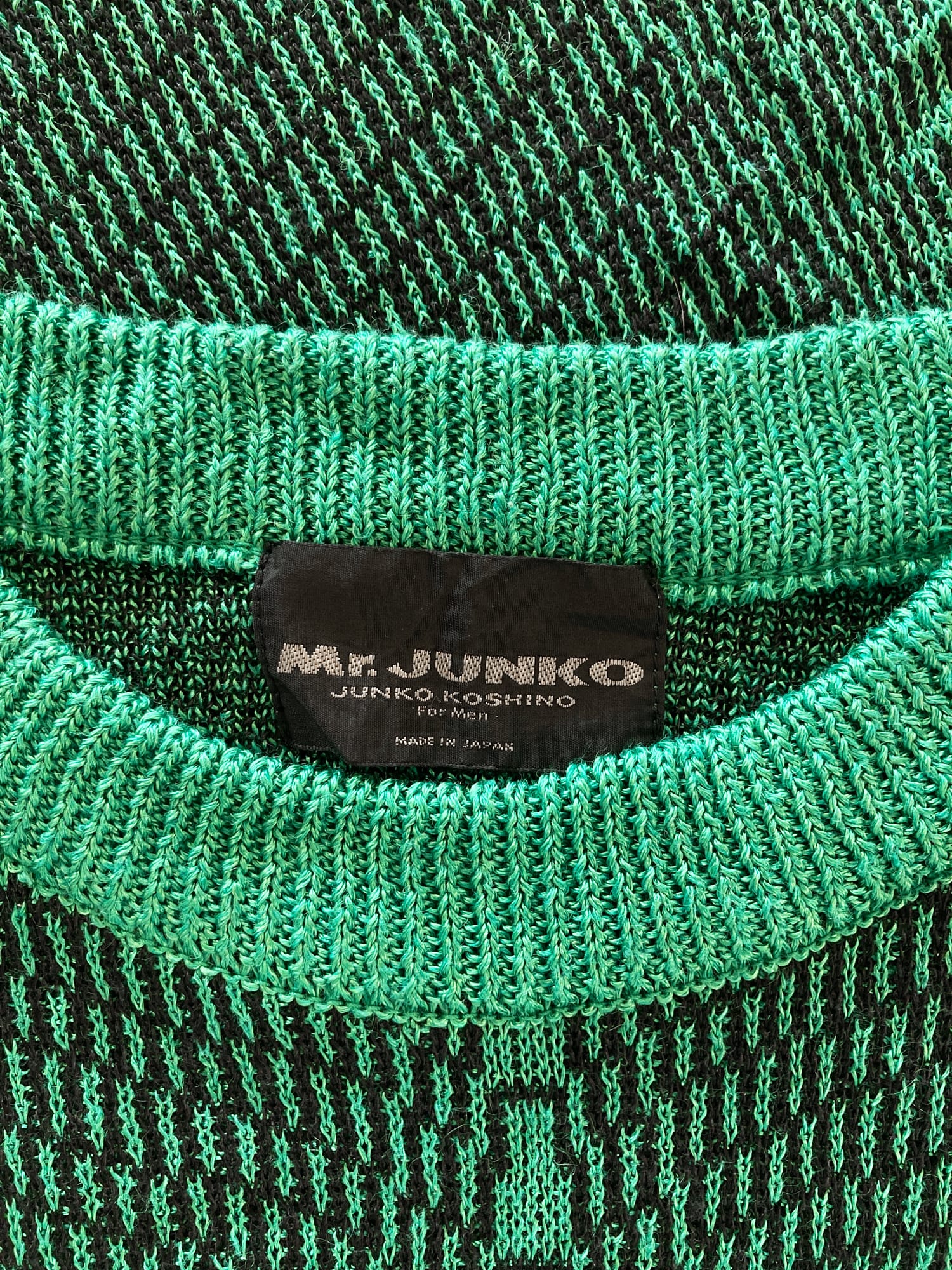 Mr Junko Junko Koshino 1990s lightweight patterned green and black jumper