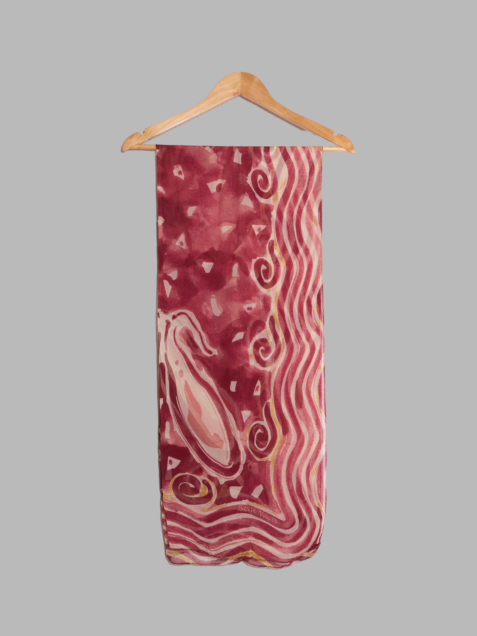 Bottega Veneta burgundy silk patterned scarf