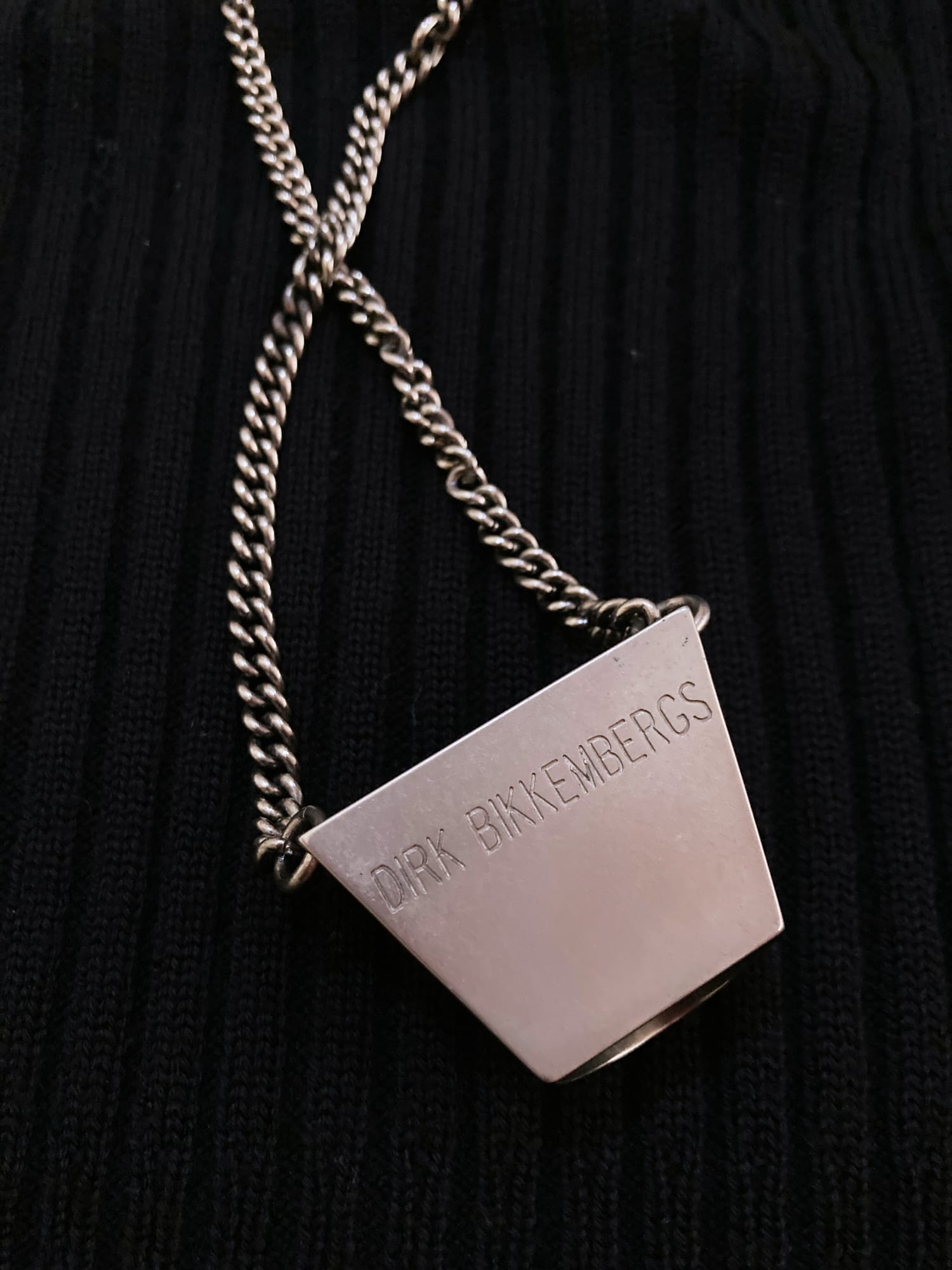 Dirk Bikkembergs winter 1997 black wool metal tie ring necktie