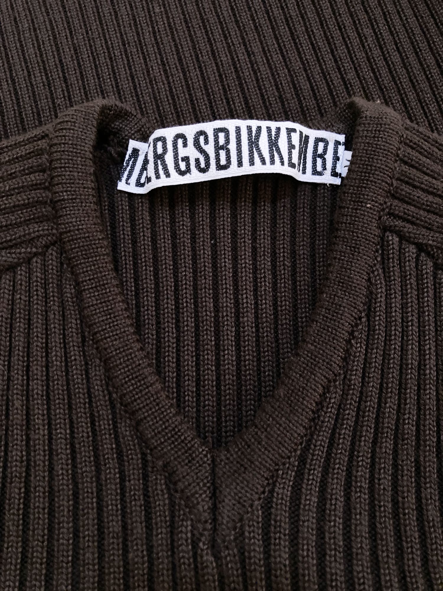Dirk Bikkembergs brown wool rib knit striped v-neck jumper 