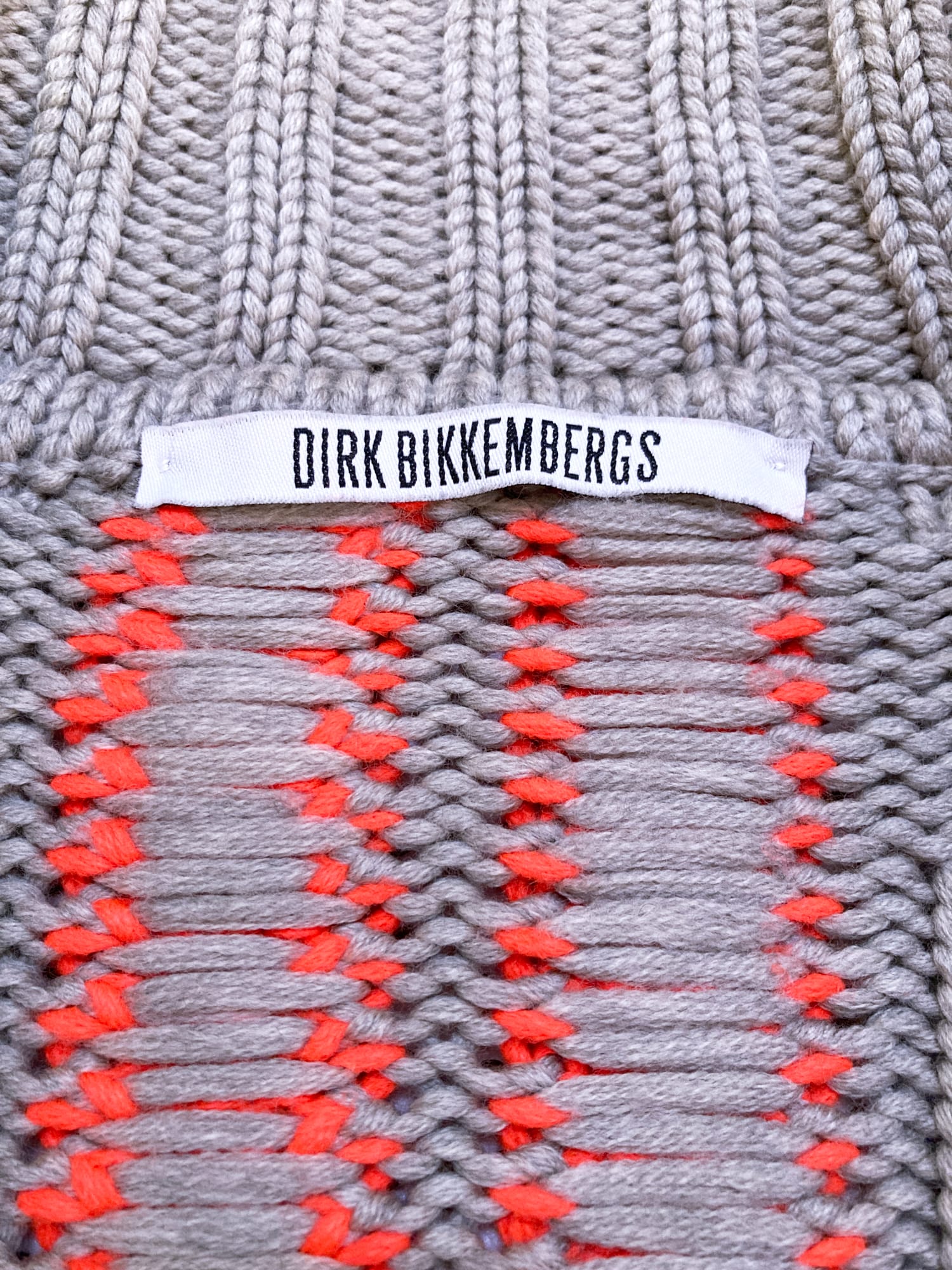 Dirk Bikkembergs 1990s grey blue fluorescent orange wool knit zip jacket - M