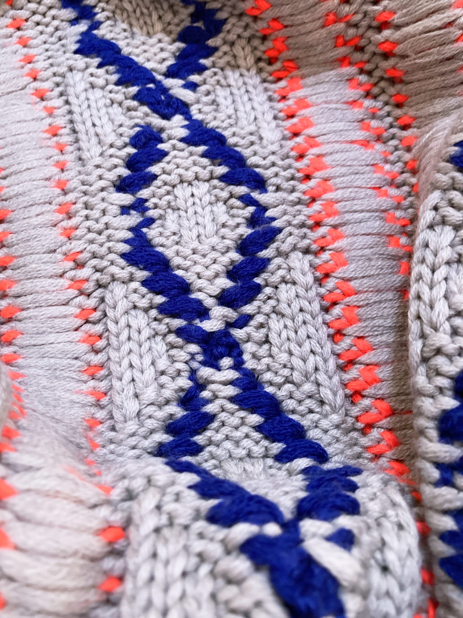 Dirk Bikkembergs 90s grey blue fluorescent orange wool knit zip 