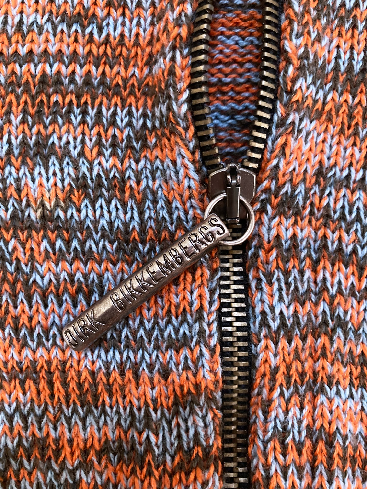 Dirk Bikkembergs Hommes Pour La Femme winter 1996 orange wool marle zip cardigan