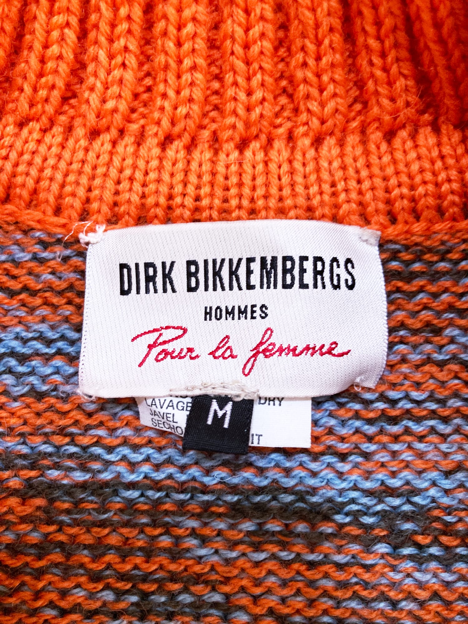 Dirk Bikkembergs Hommes Pour La Femme winter 1996 orange wool marle zip cardigan