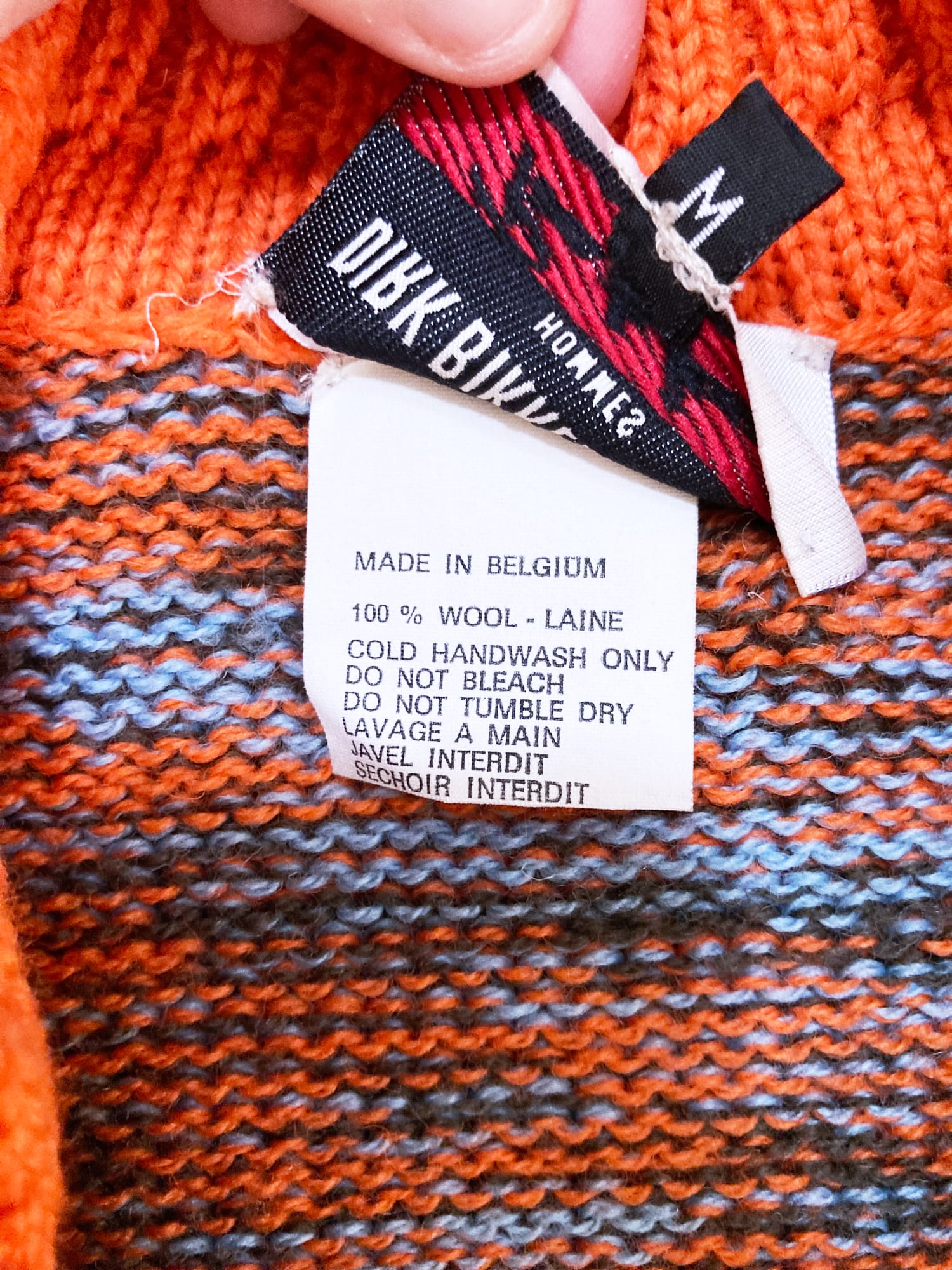 Dirk Bikkembergs winter 1996 orange wool marle zip cardigan