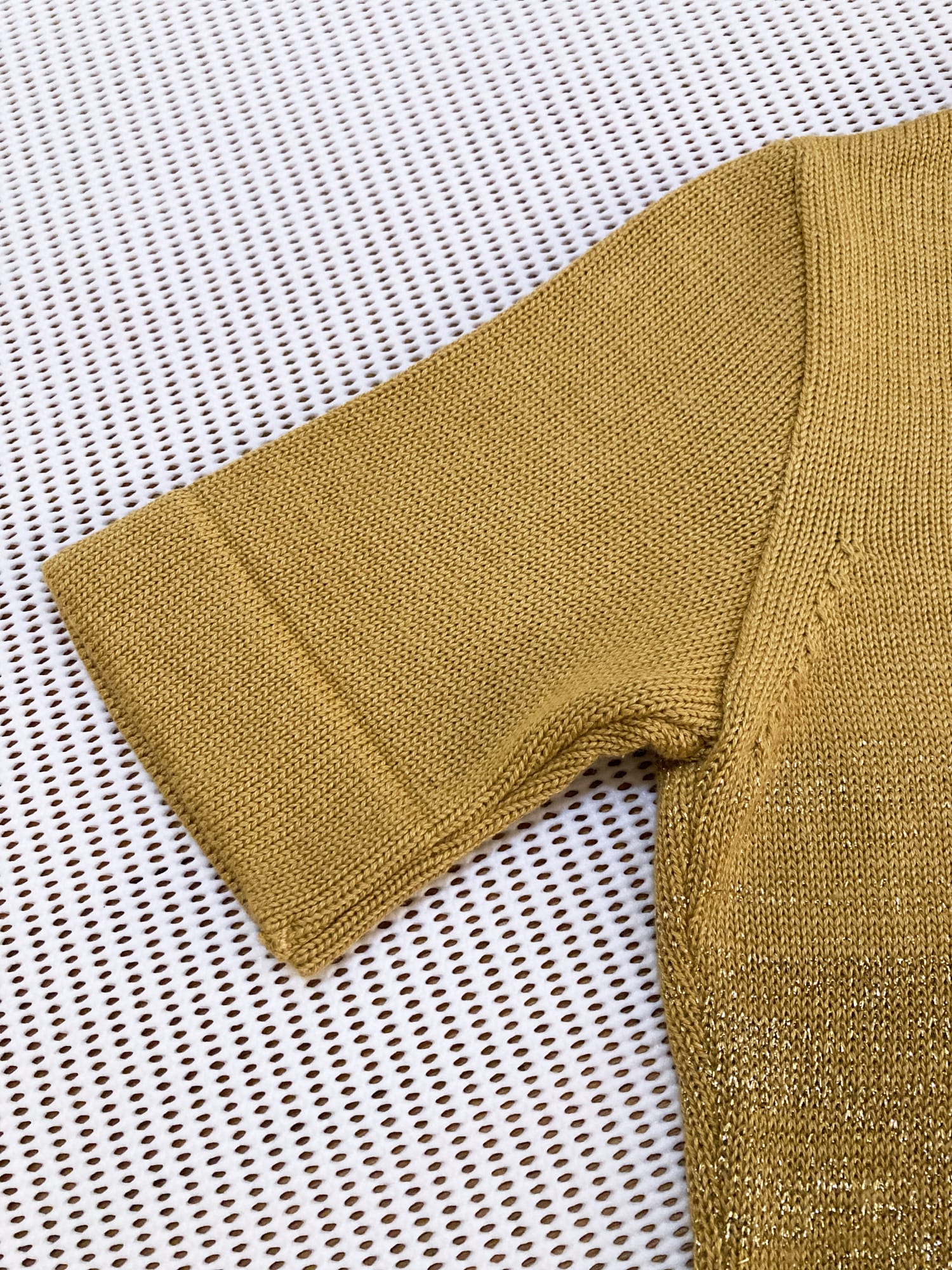 Dirk Bikkembergs 1990s gold knitted polo shirt with lurex threads - S