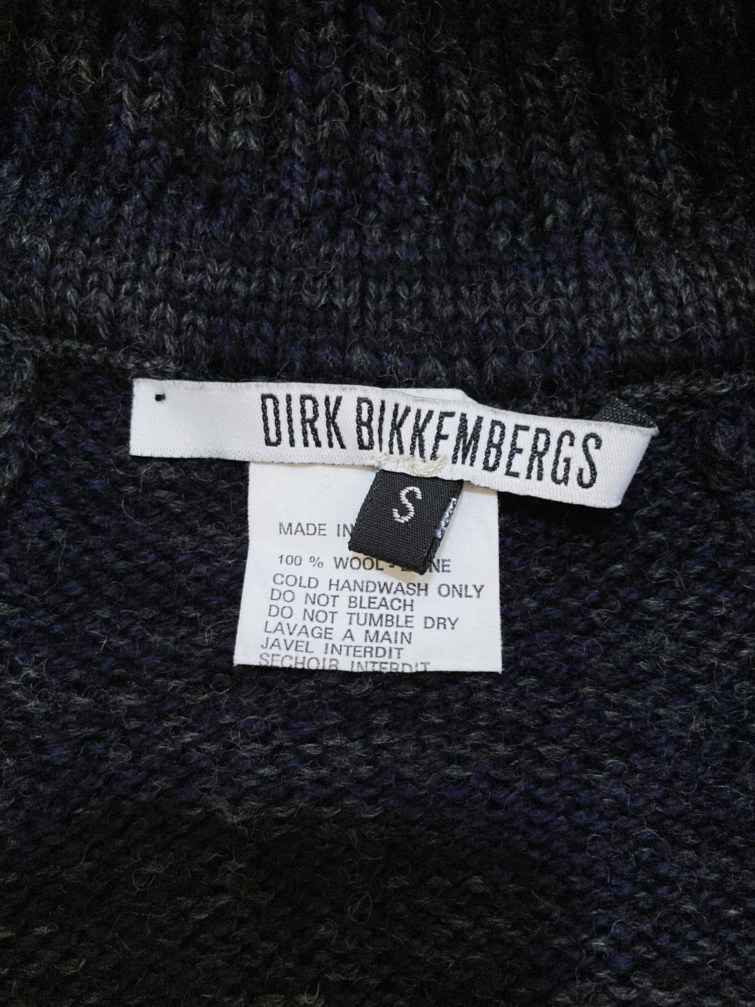 Dirk Bikkembergs winter 1996 dark grey wool detachable sleeve knit jacket - S