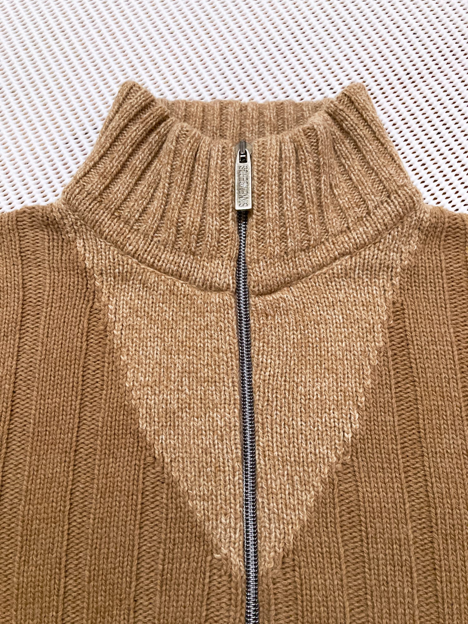 Dirk Bikkembergs 1990s 2000s beige brown wool knitted zip jacket