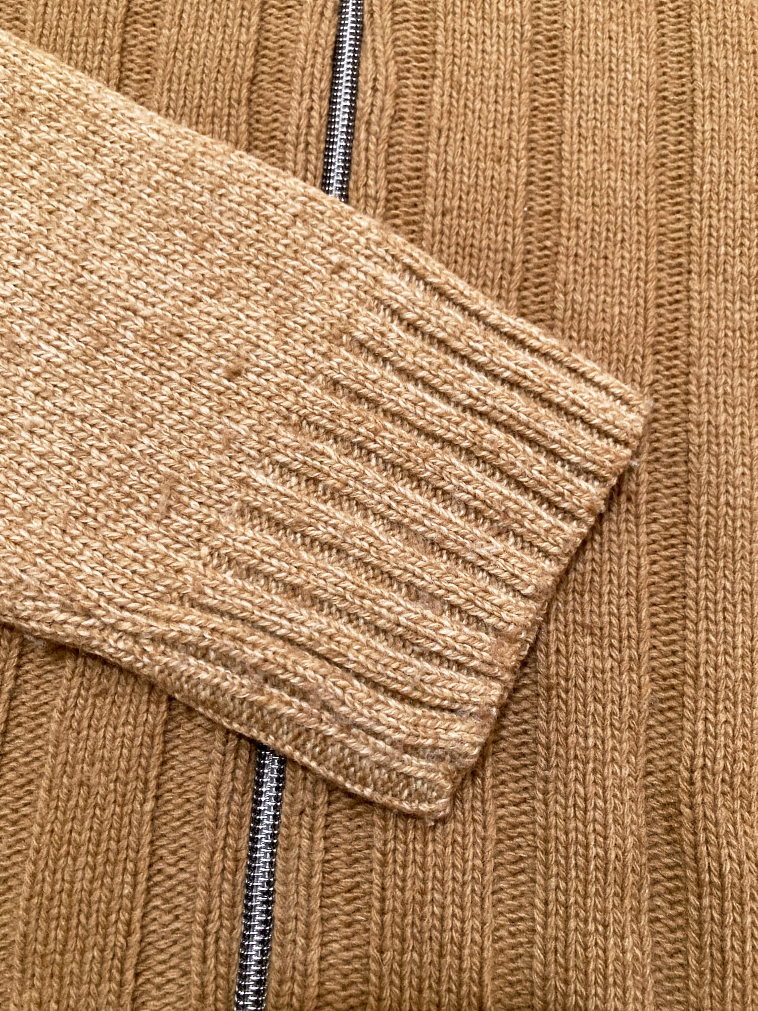 Dirk Bikkembergs 1990s 2000s beige brown wool knitted zip jacket 